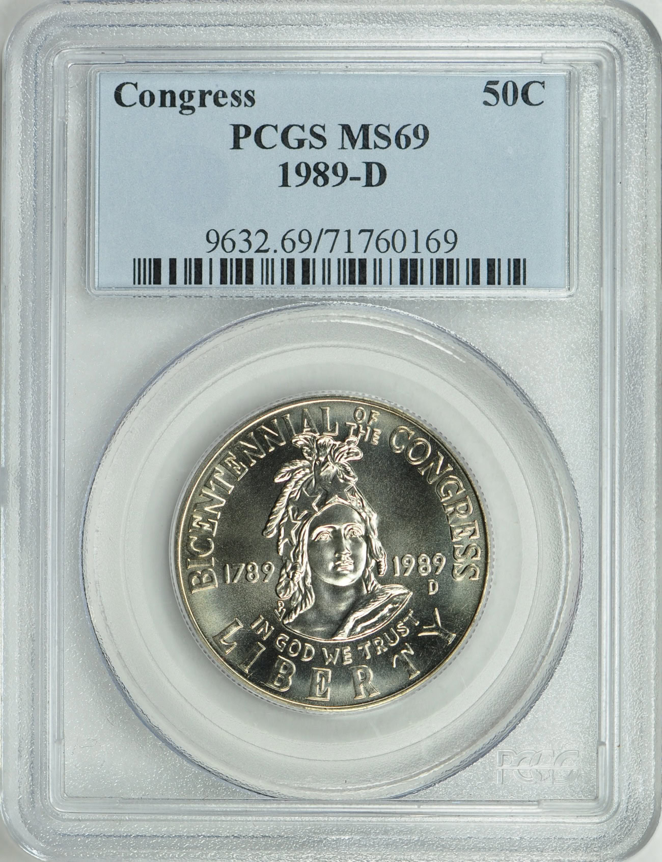 1989-D Congress Bicentennial Clad Half Dollar PCGS MS-69 (Item