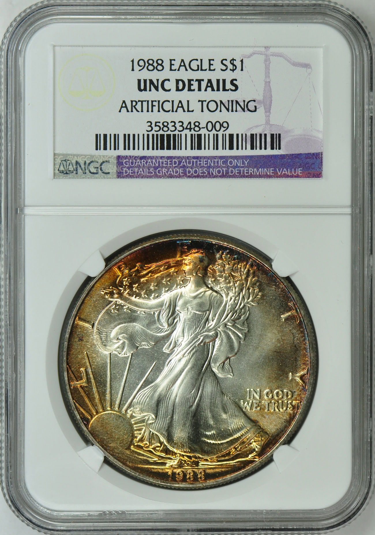 1988 $1 Silver Eagle NGC Unc Details (Item 63432