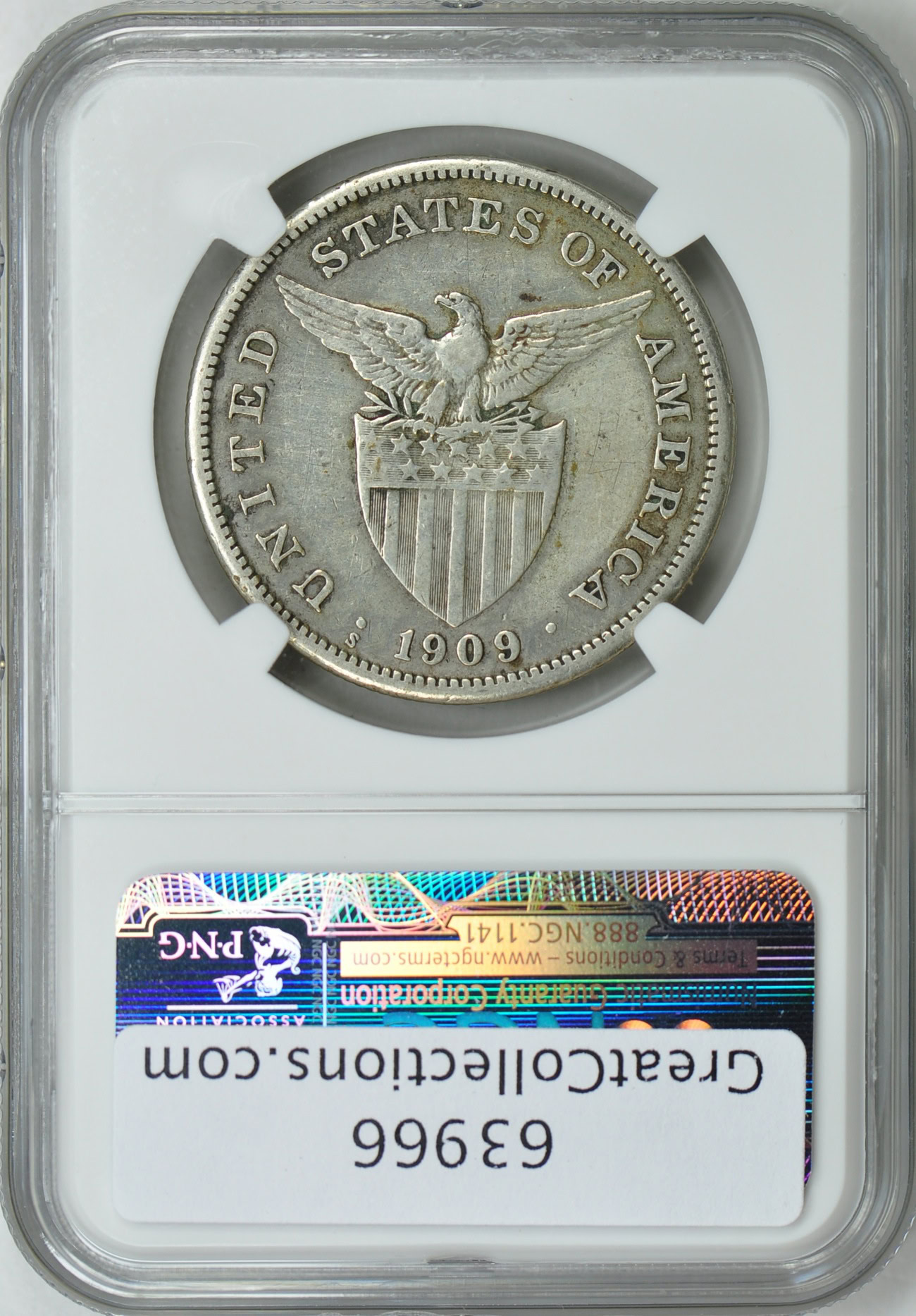 1909-S U.S. Philippines One Peso NGC VF Details (Item 63966