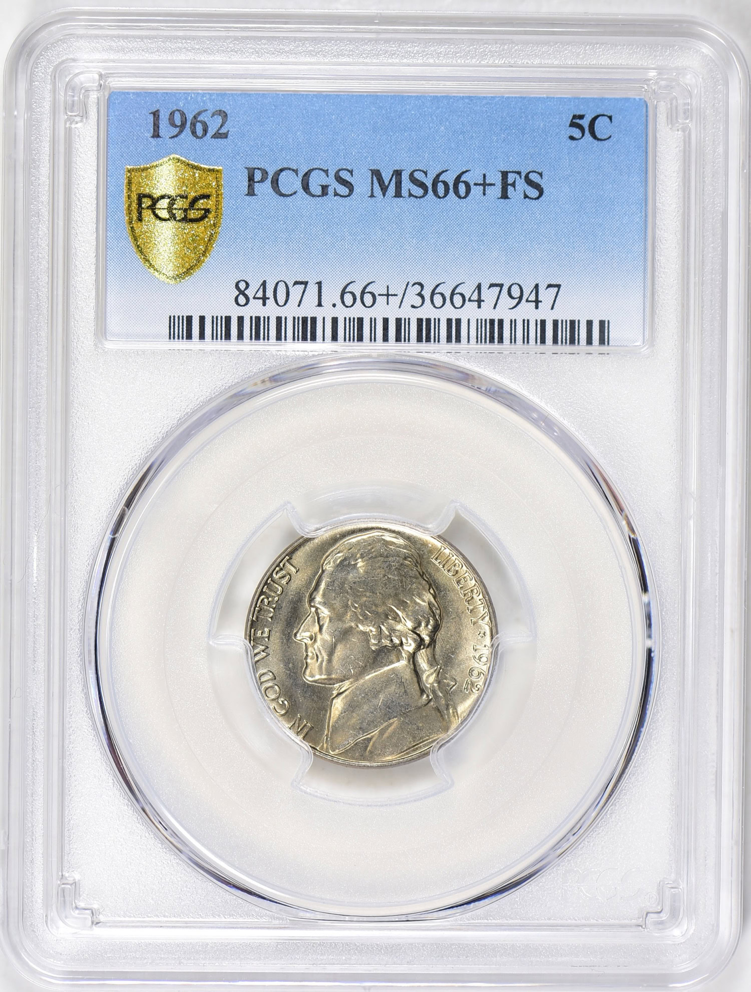 アメリカ 1943P ジェファーソン 5セント ニッケル貨 PCGS MS66 1943年