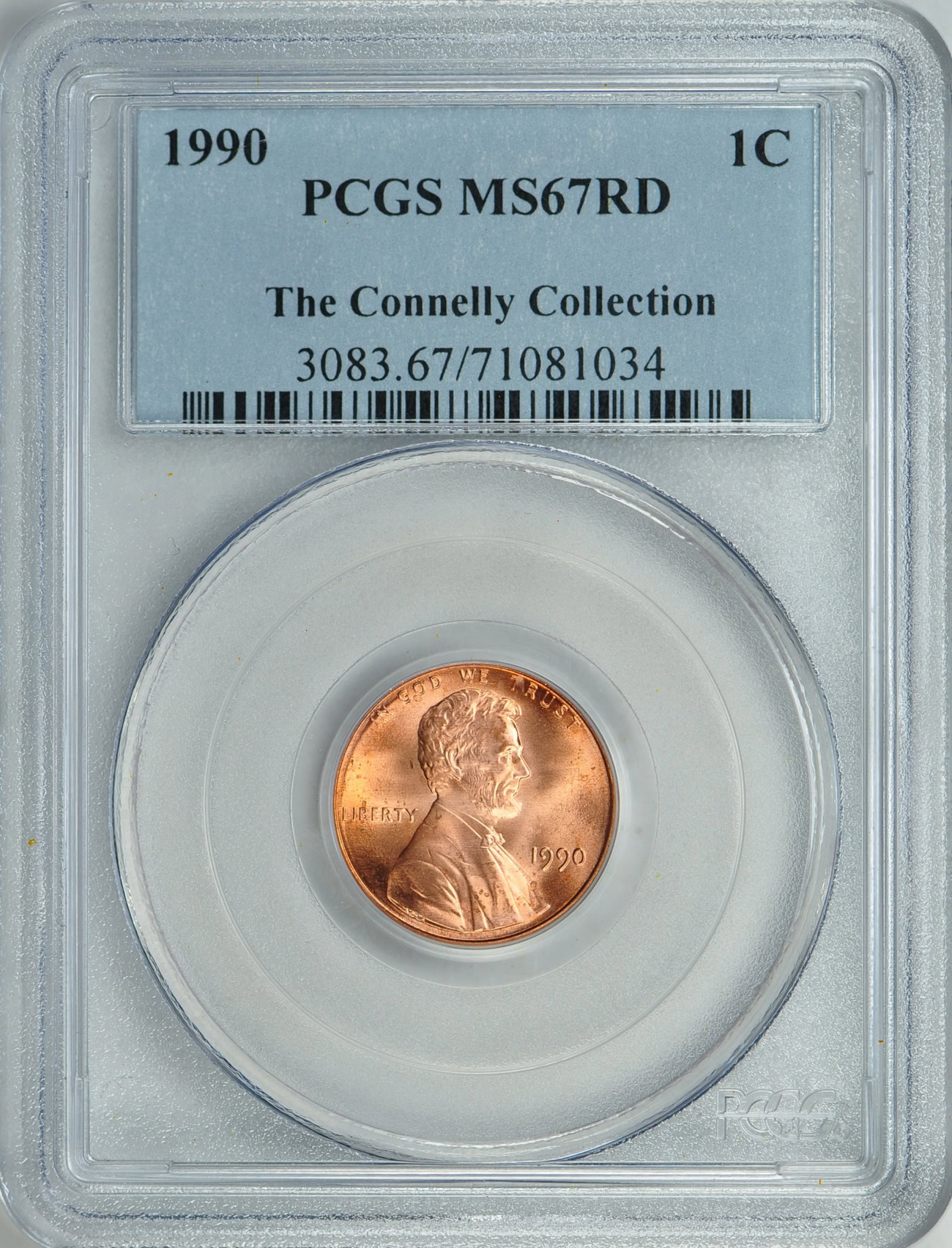 コレクション PCGS MS67 1990 Lincoln Cent PCGS MS-67 RD (The Connelly Collection) (Item