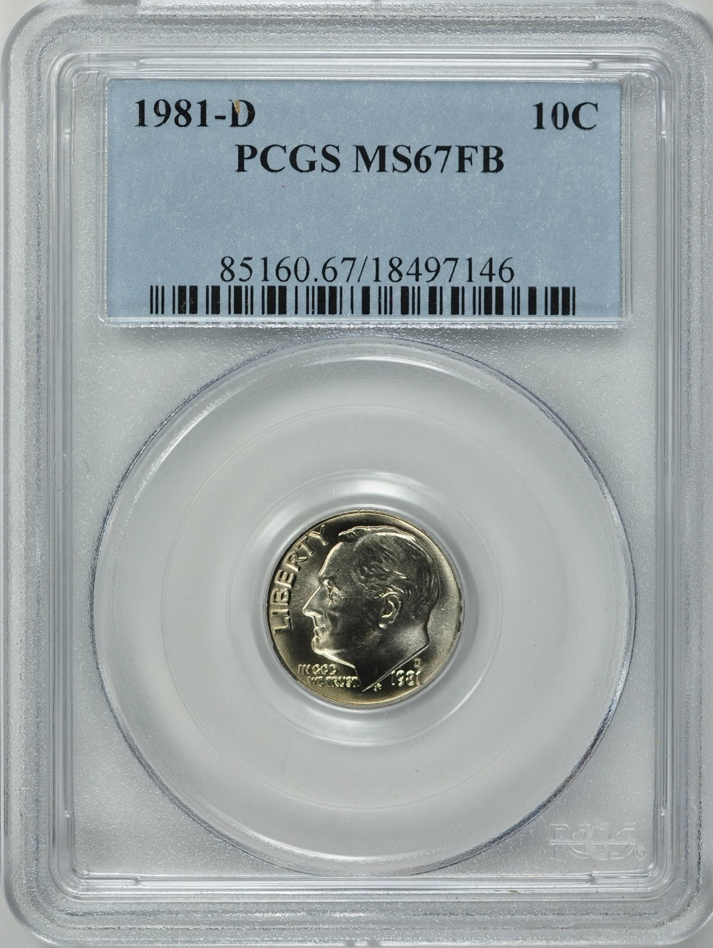 1981-D Roosevelt Dime PCGS MS-67 FB (Item 6412) | GreatCollections