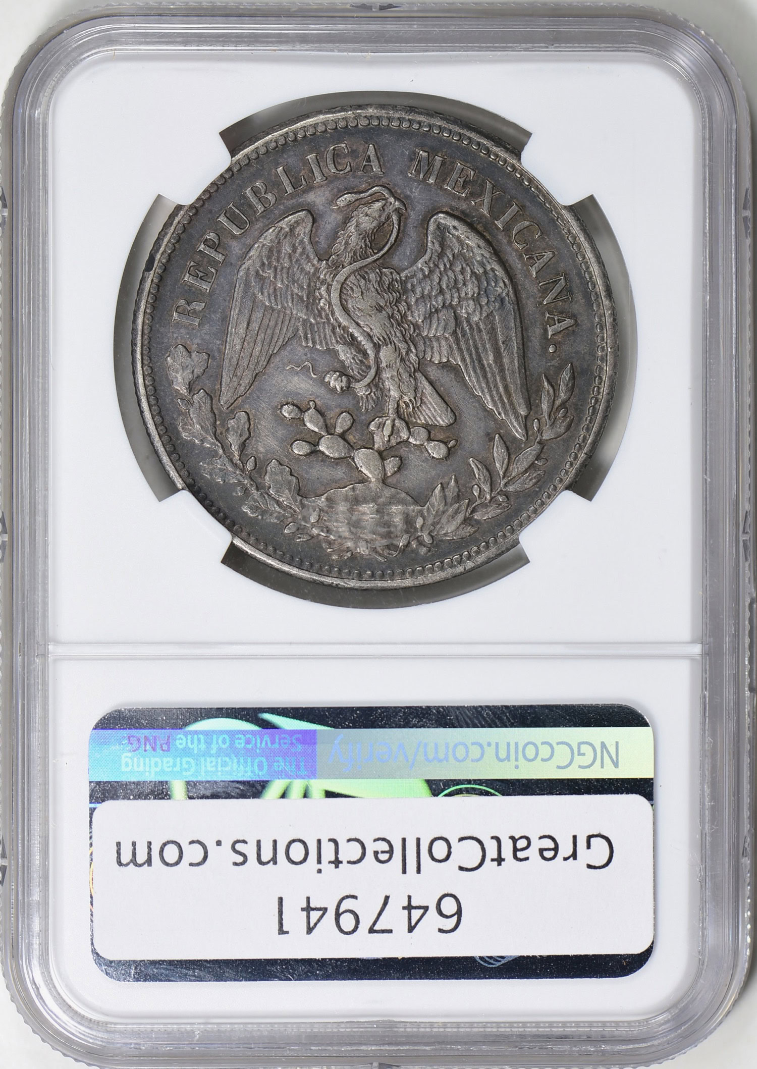 Mexico 1904-Cn RP Silver Peso KM-409 NGC AU-53 (Toned) (Item