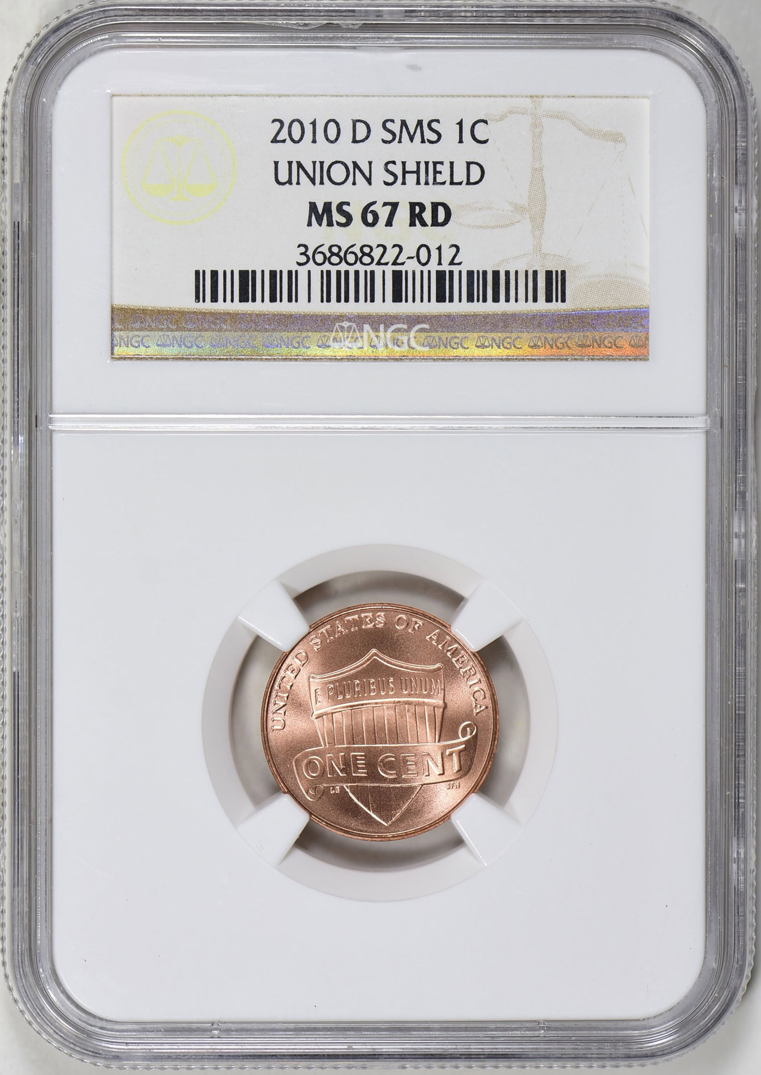 2010 and 2010-D Lincoln Cent Shield. SMS NGC MS-67 RD (2 Coins