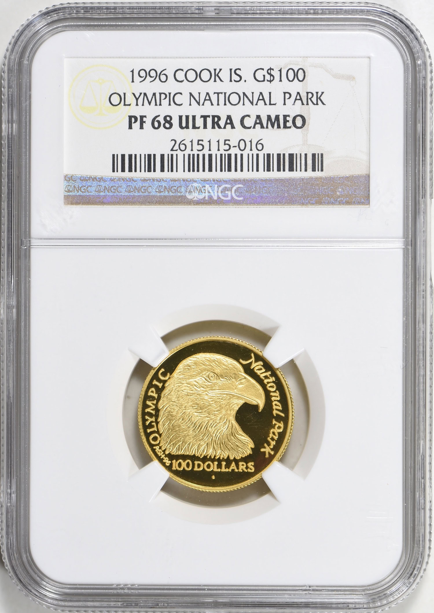 Cook Islands 1996 Gold $100 Olympic National Park KM-293 NGC Proof