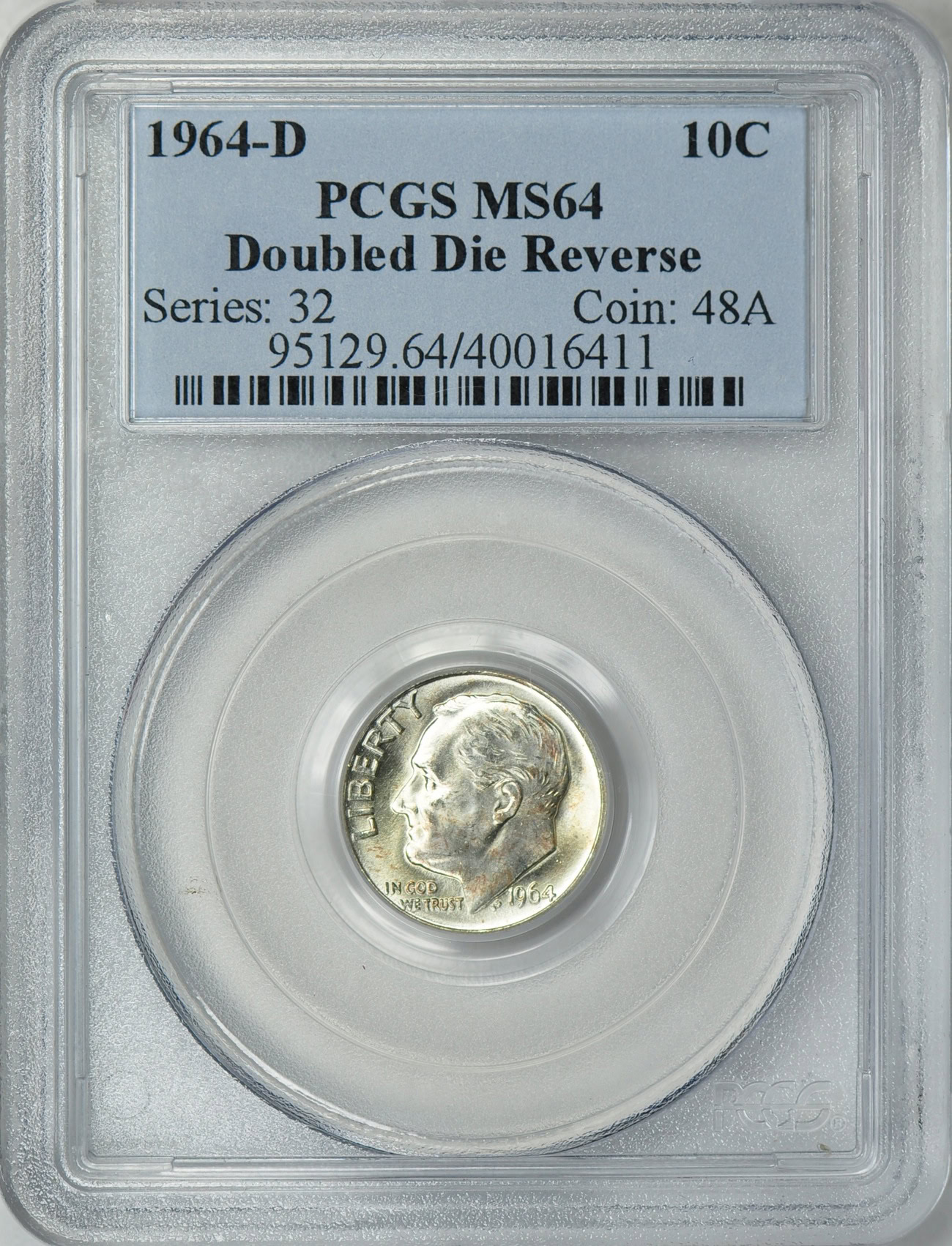 1964-D Roosevelt Dime Doubled Die Reverse PCGS MS-64 (Item 65573