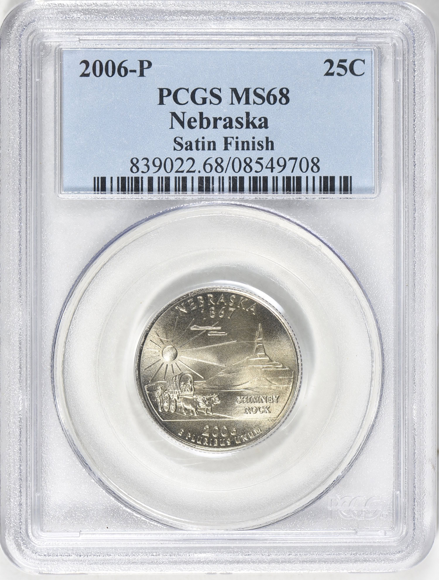 2006P State Quarter Nebraska. Satin Finish PCGS MS68 (2 Coins) (Item