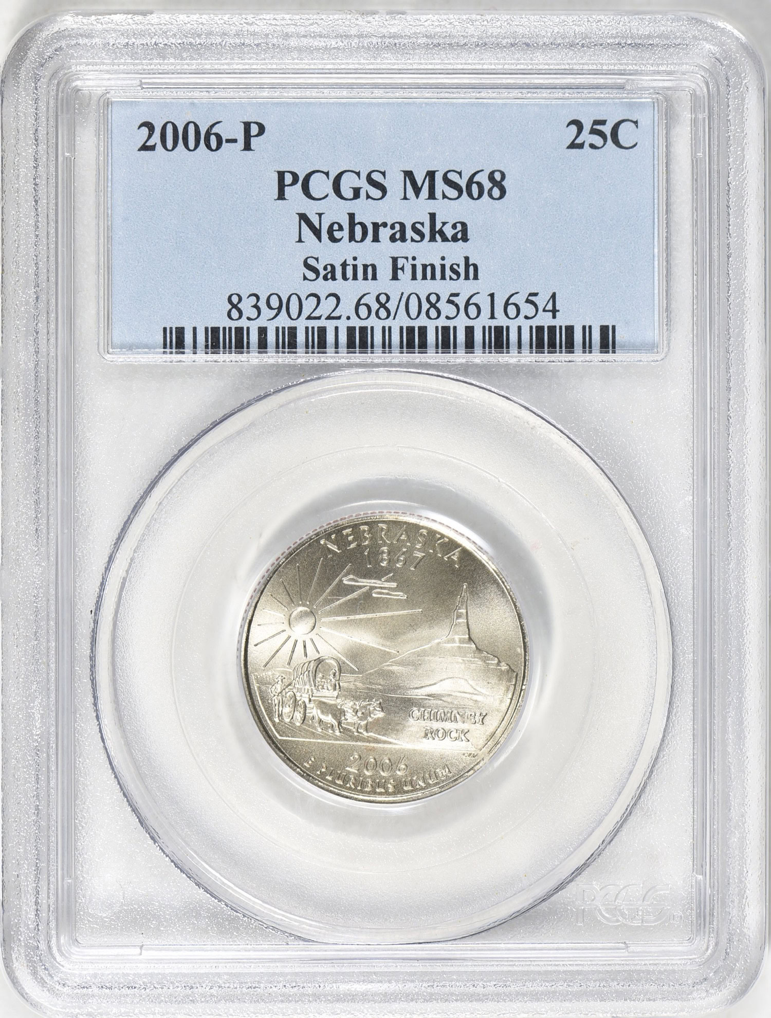 2006P State Quarter Nebraska. Satin Finish PCGS MS68 (2 Coins) (Item