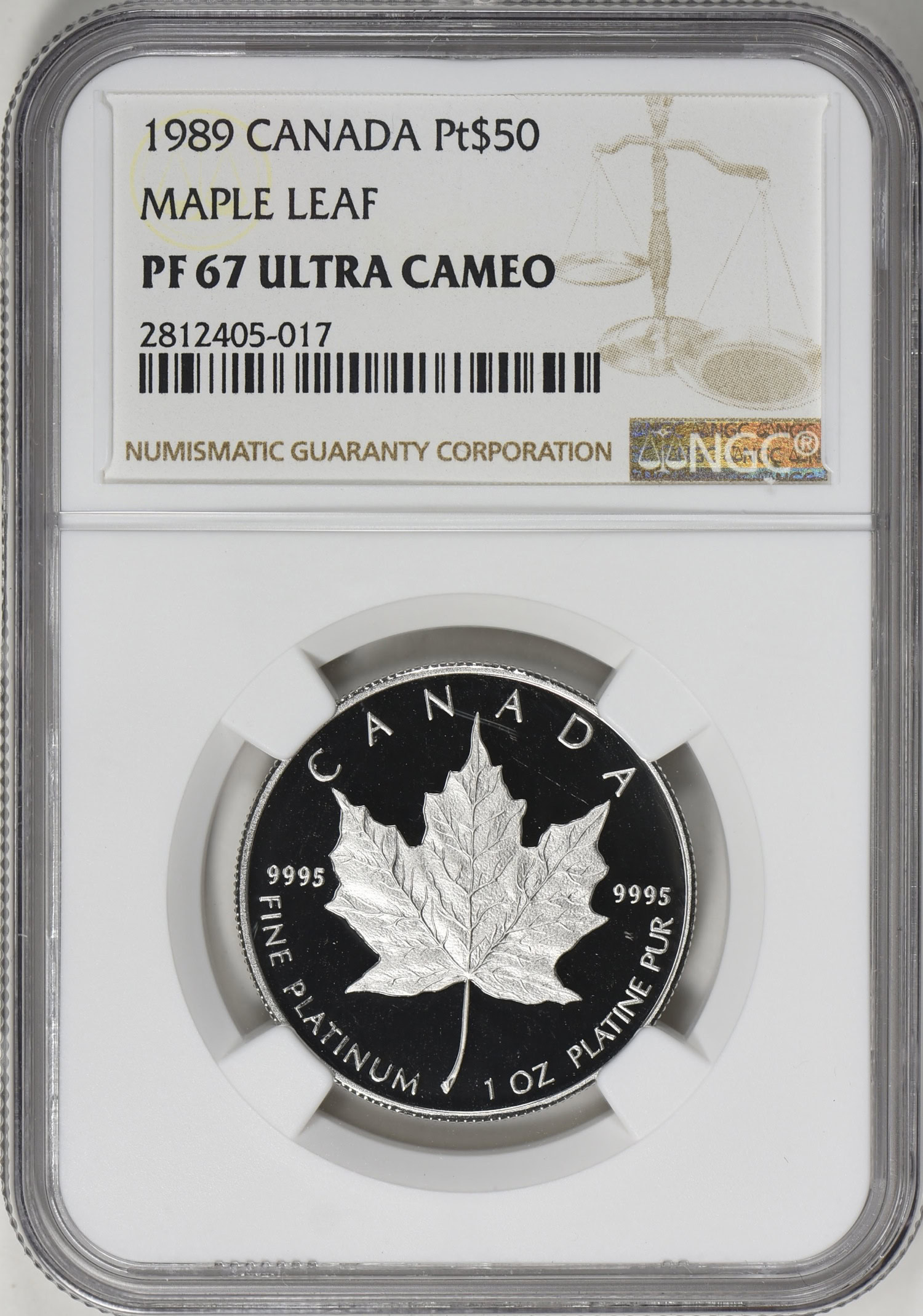 Canada 1989 Platinum $5, $10, $20 and $50 Maple Leaf Set NGC Proof