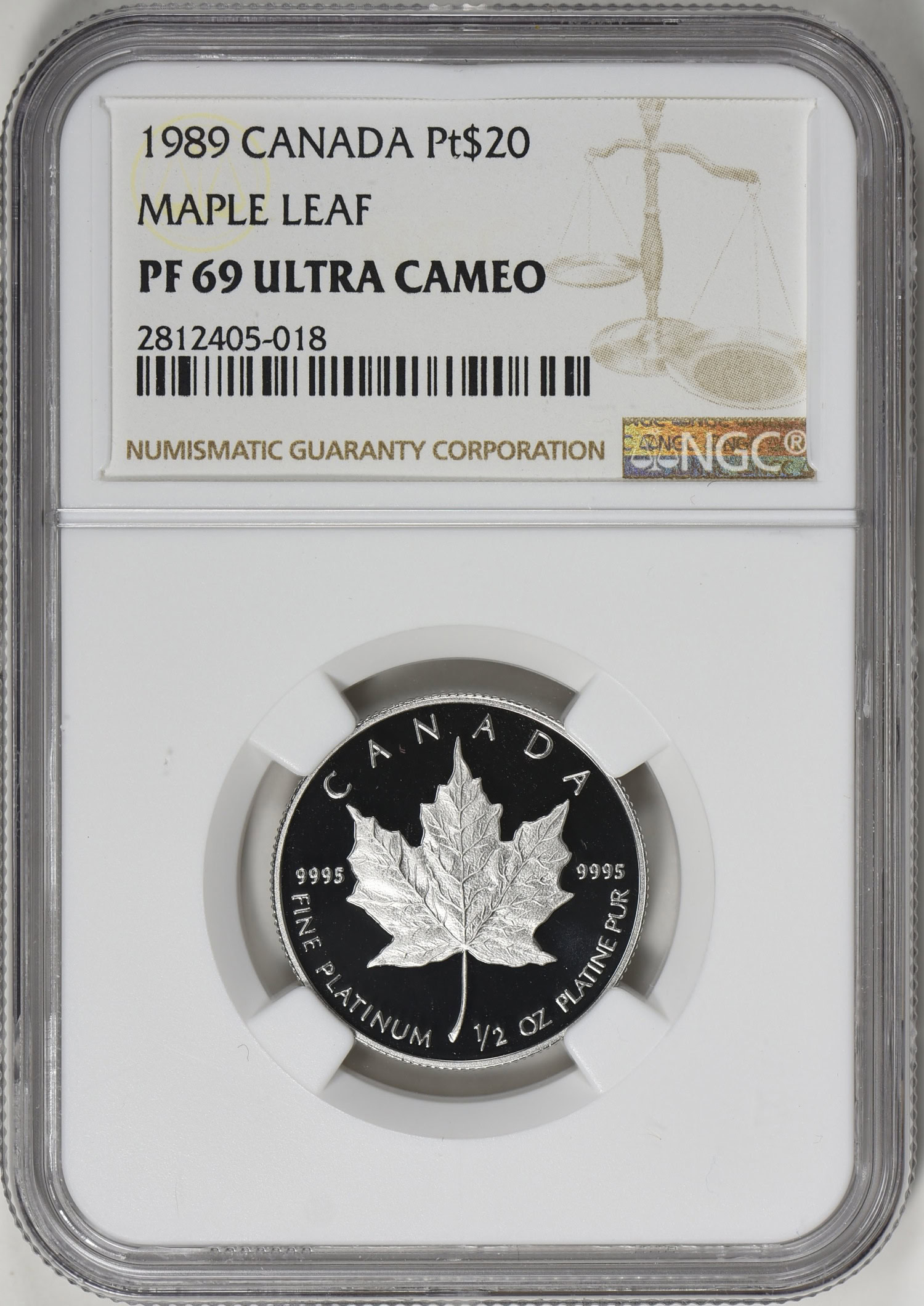 Canada 1989 Platinum $5, $10, $20 and $50 Maple Leaf Set NGC Proof