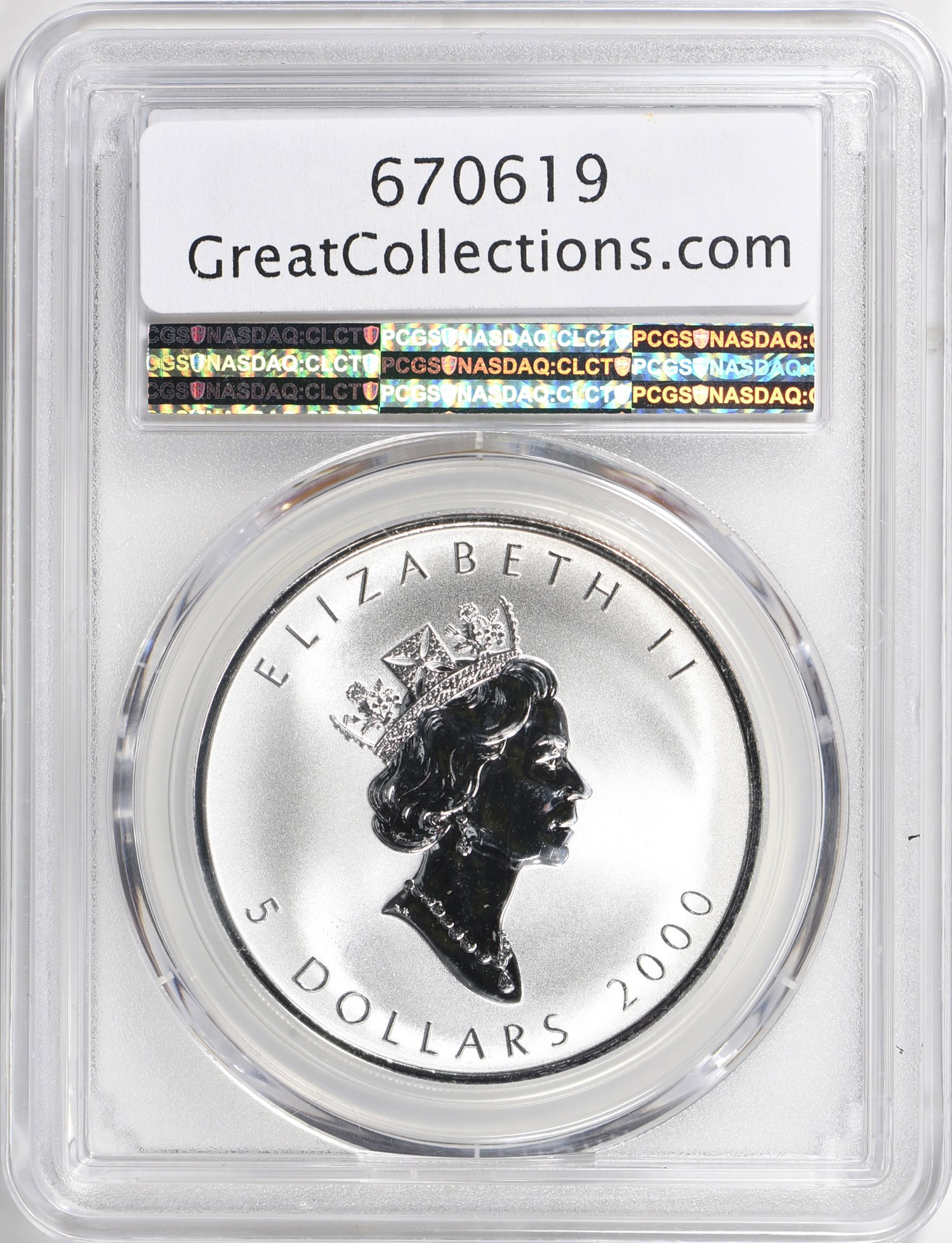 Canada 2000 Silver $5 Maple Leaf Dragon Privy Mark PCGS SP-68