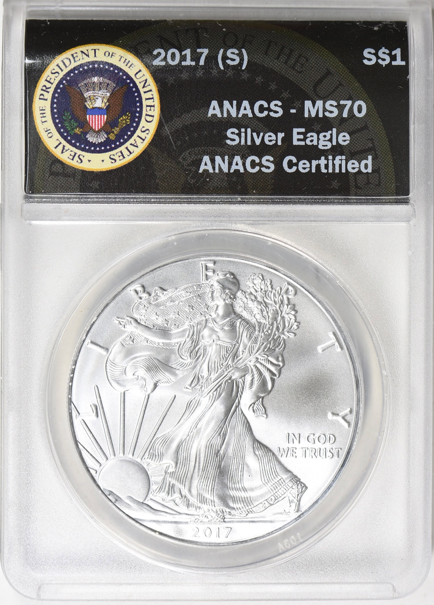 2017-(S) $1 Silver Eagle (Struck at San Francisco) ANACS MS-70