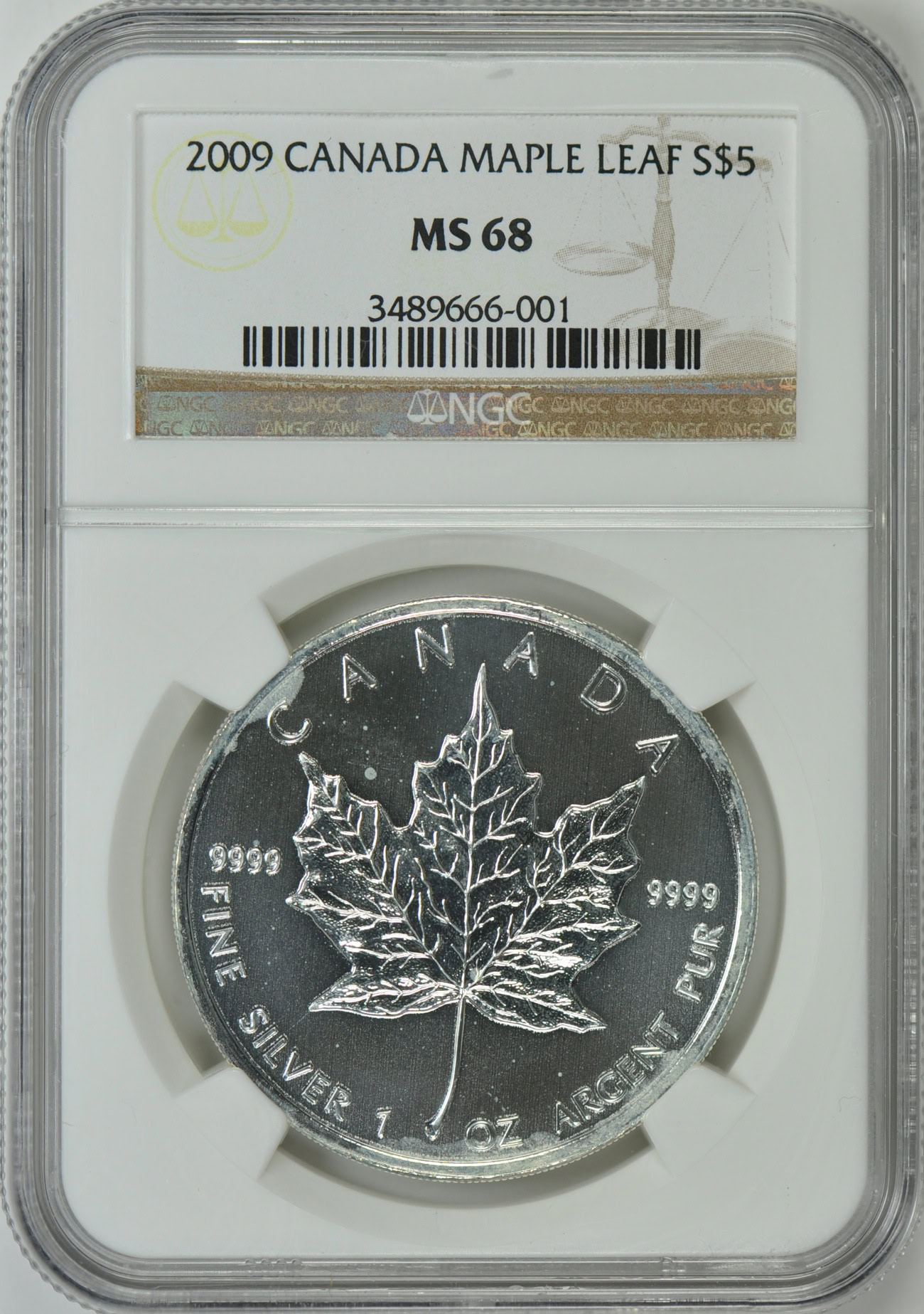 Canada 2009 S$5 Silver Maple Leaf NGC MS-68 | NGC Cert #3489666