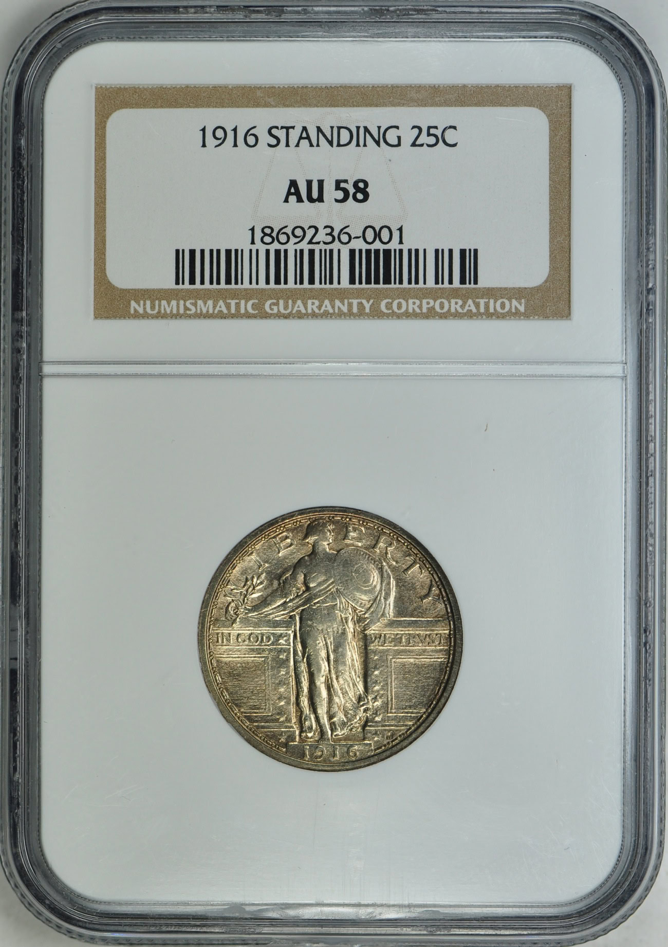 1916 Standing Liberty Quarter NGC AU-58 (Item 69759