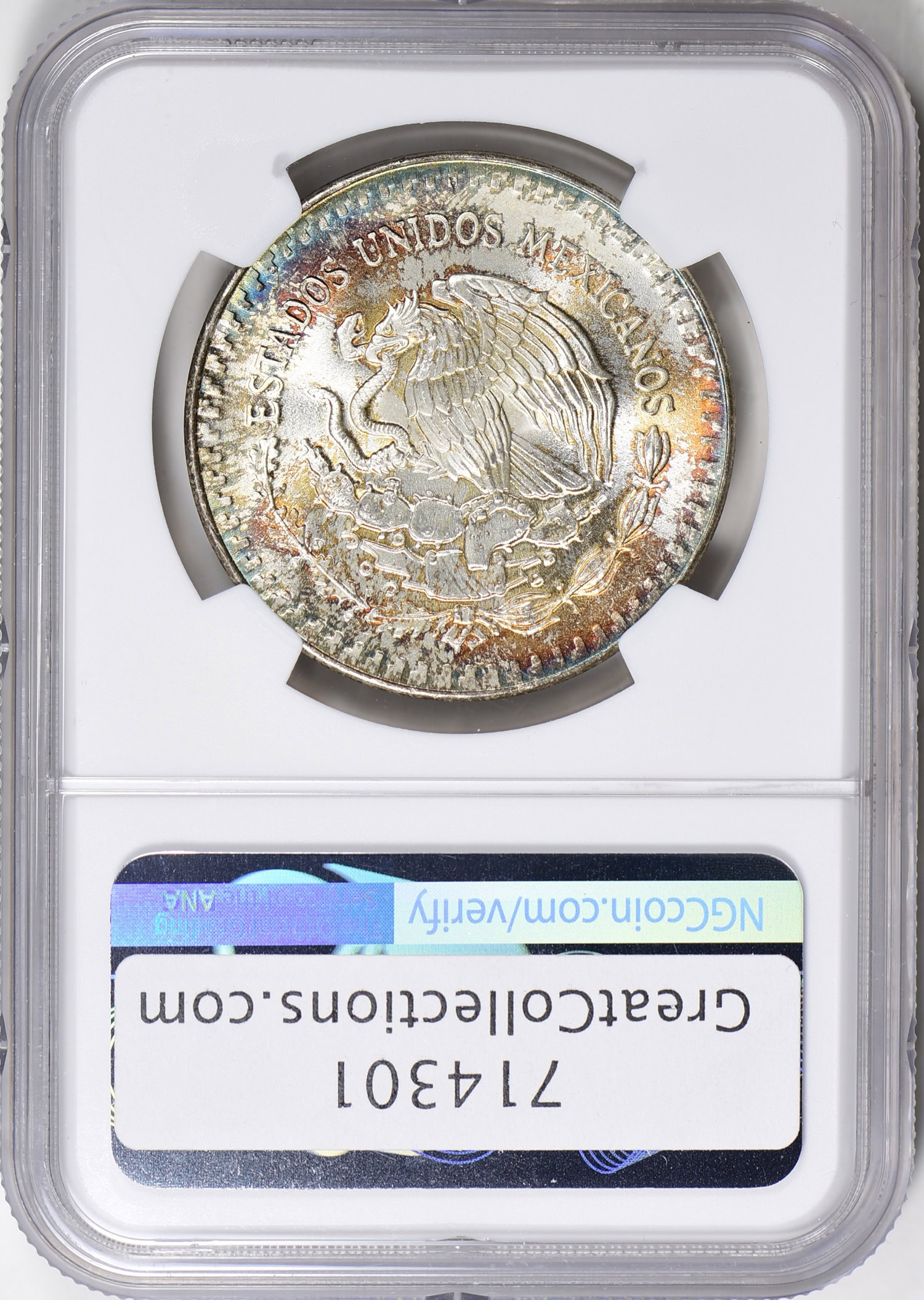Mexico 1984-Mo Silver 1 Onza Libertad NGC MS-67 (Toned) (Item