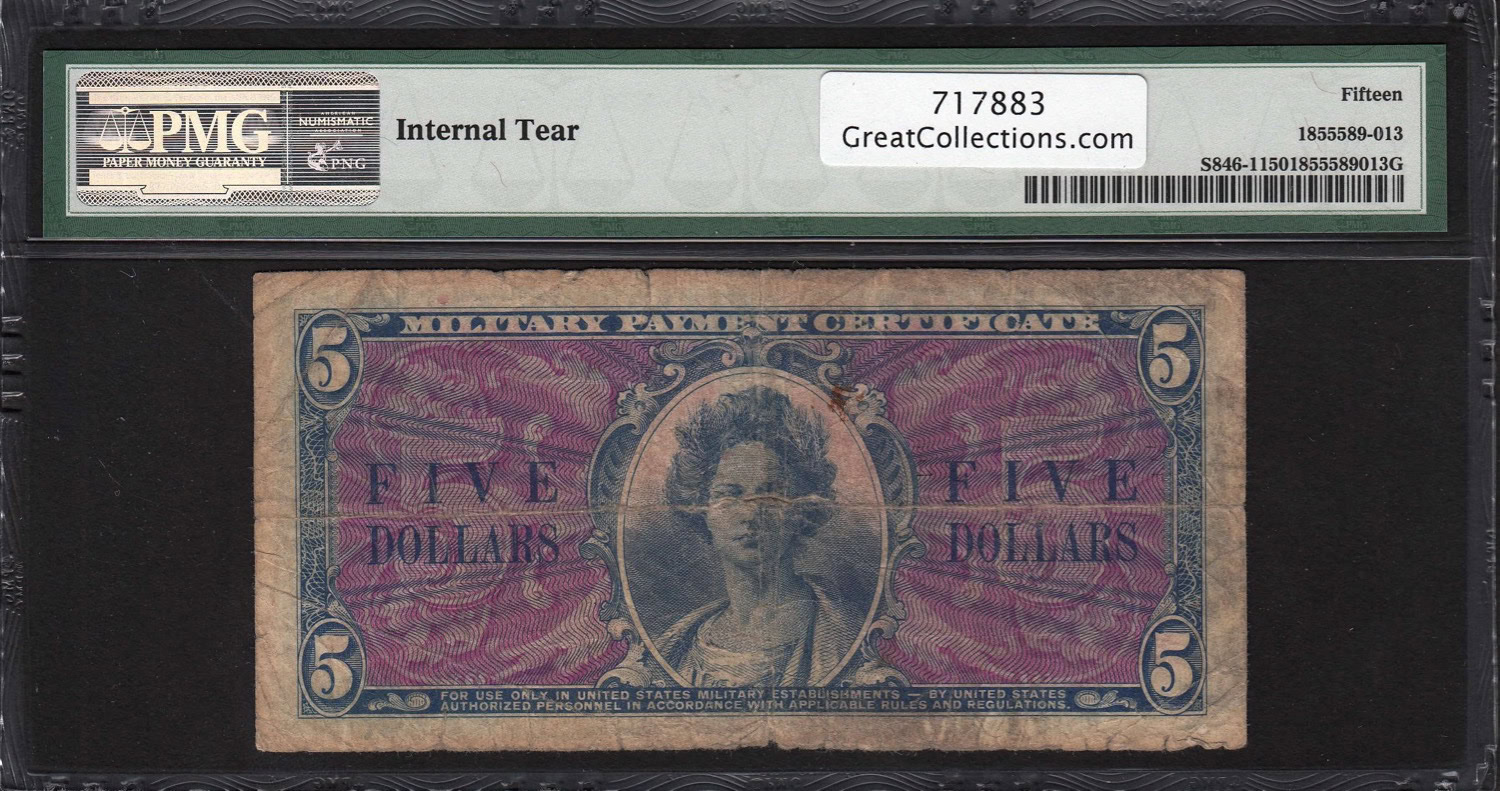 その他 Payment first Series 521 $5 Military Payment Certificate Note First Printing PMG