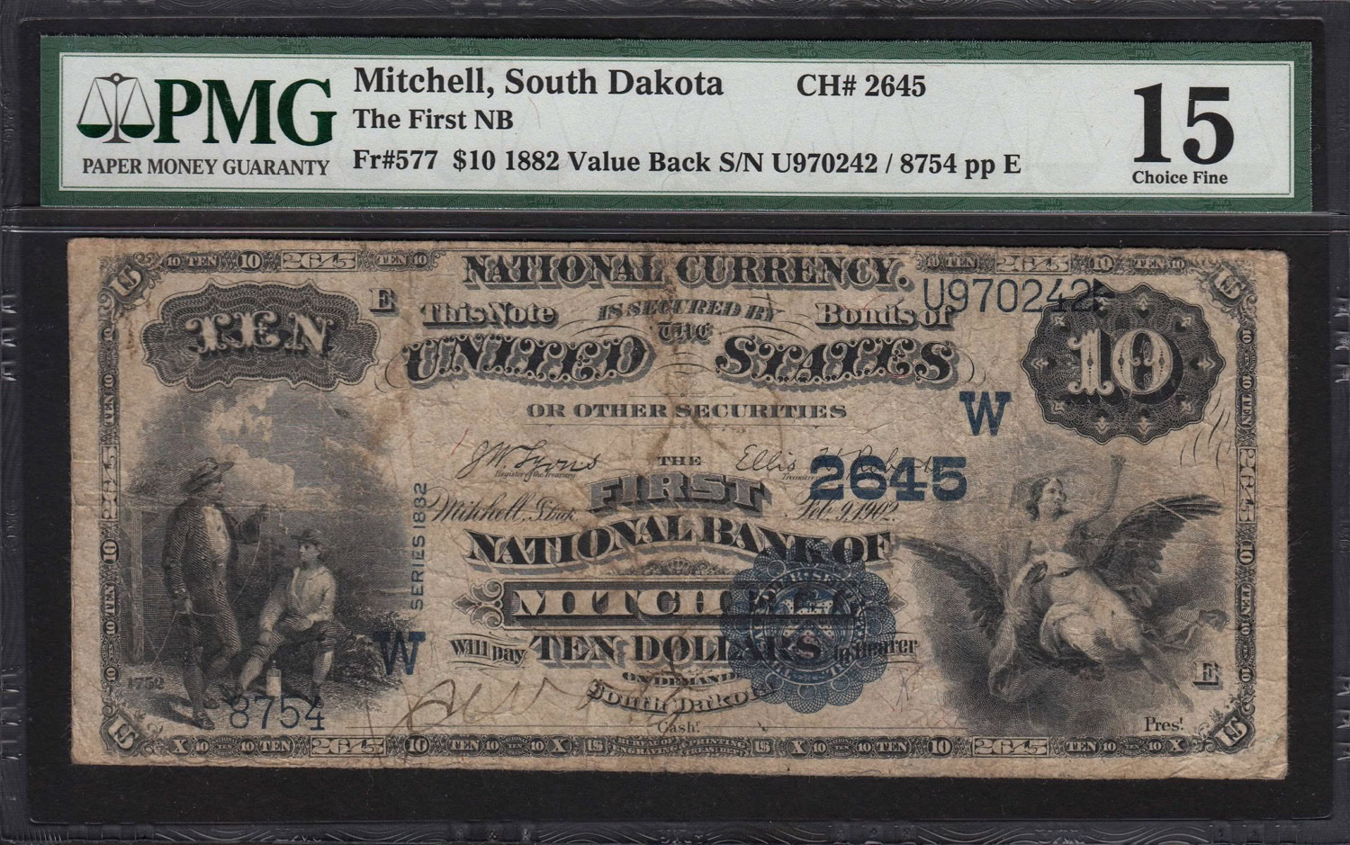 Fr. 577 Mitchell, South Dakota 1882 The First National Bank $10
