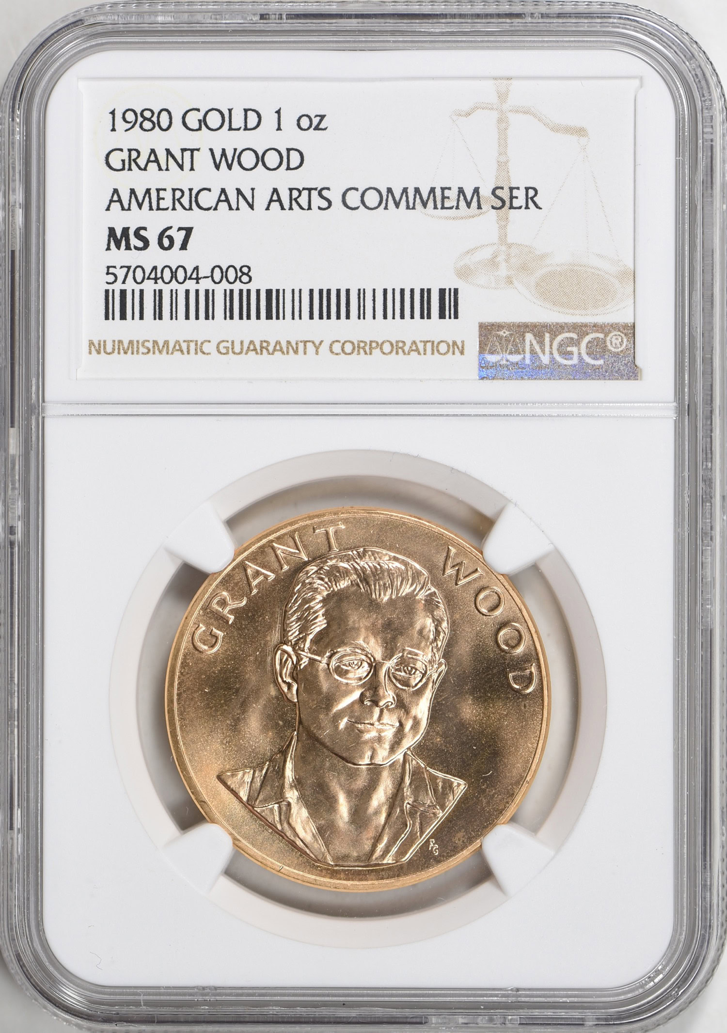 1980 American Arts Commemorative Series Medallion Grant Wood 1 oz