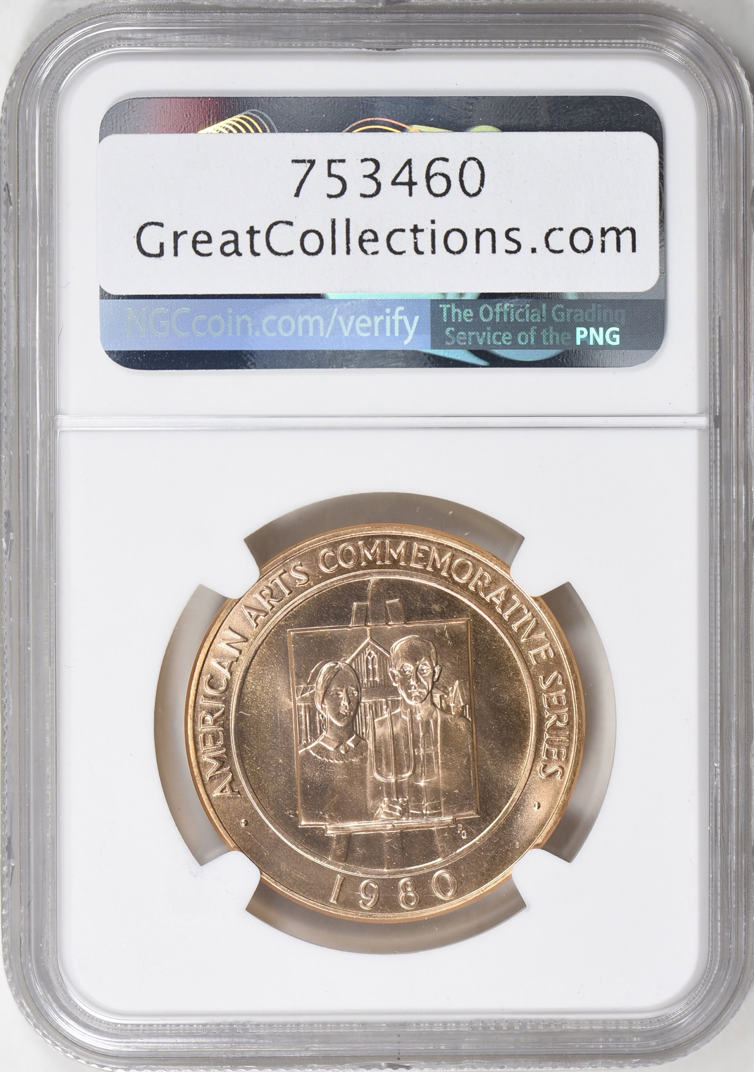 1980 American Arts Commemorative Series Medallion Grant Wood 1 oz