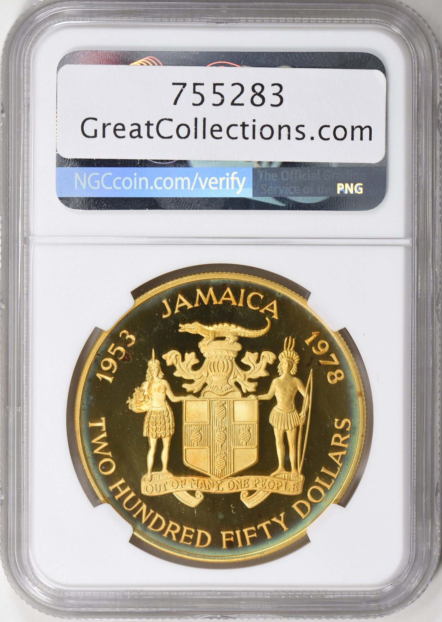 Jamaica 1978 Gold $250 Queen Elizabeth's Coronation 25th