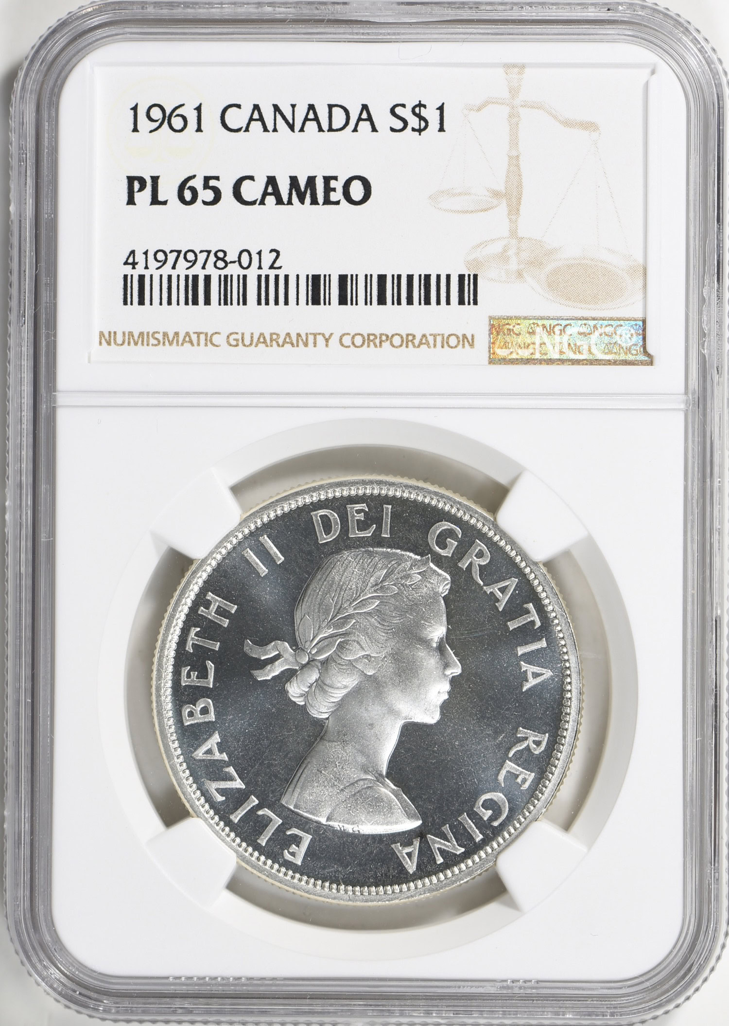 Canada 1961 Silver Dollar KM-54 NGC PL-65 CAMEO (Item 756181