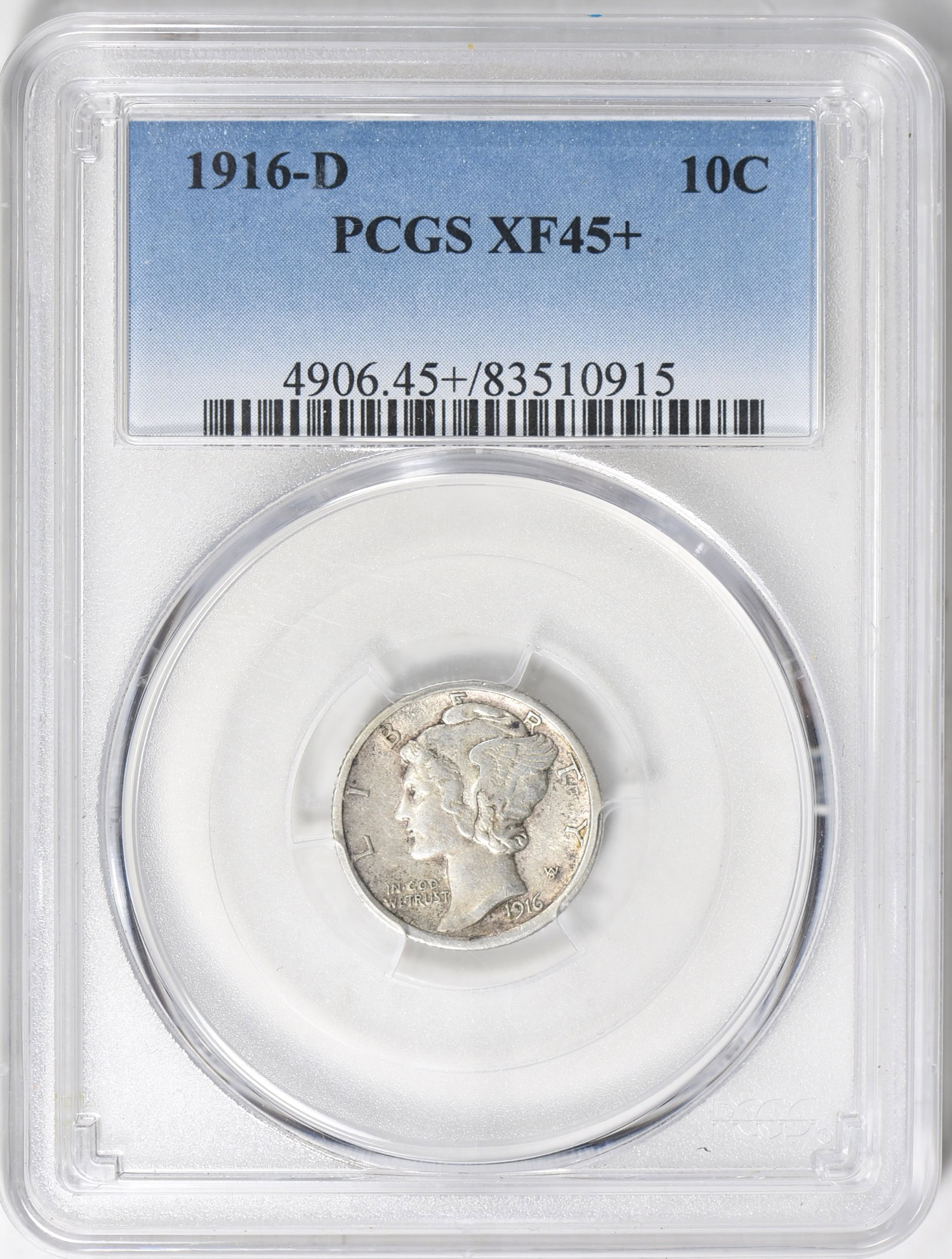 1916-D Mercury Dime PCGS XF-45+ (Item 761874) | GreatCollections
