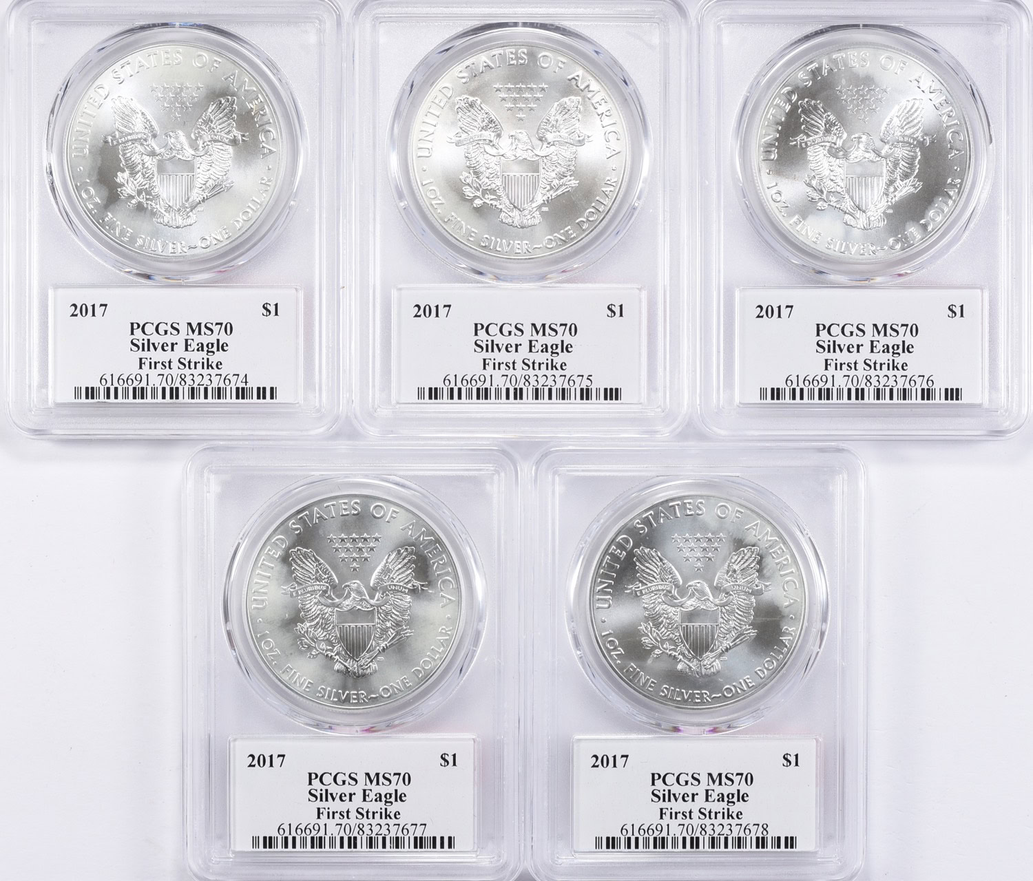 2017 $1 Silver Eagle First Strike PCGS MS-70 (Donald J. Trump