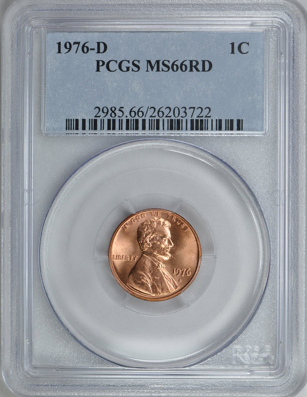 1976-D Lincoln Cent PCGS MS-66 RD (Item 77402) | GreatCollections