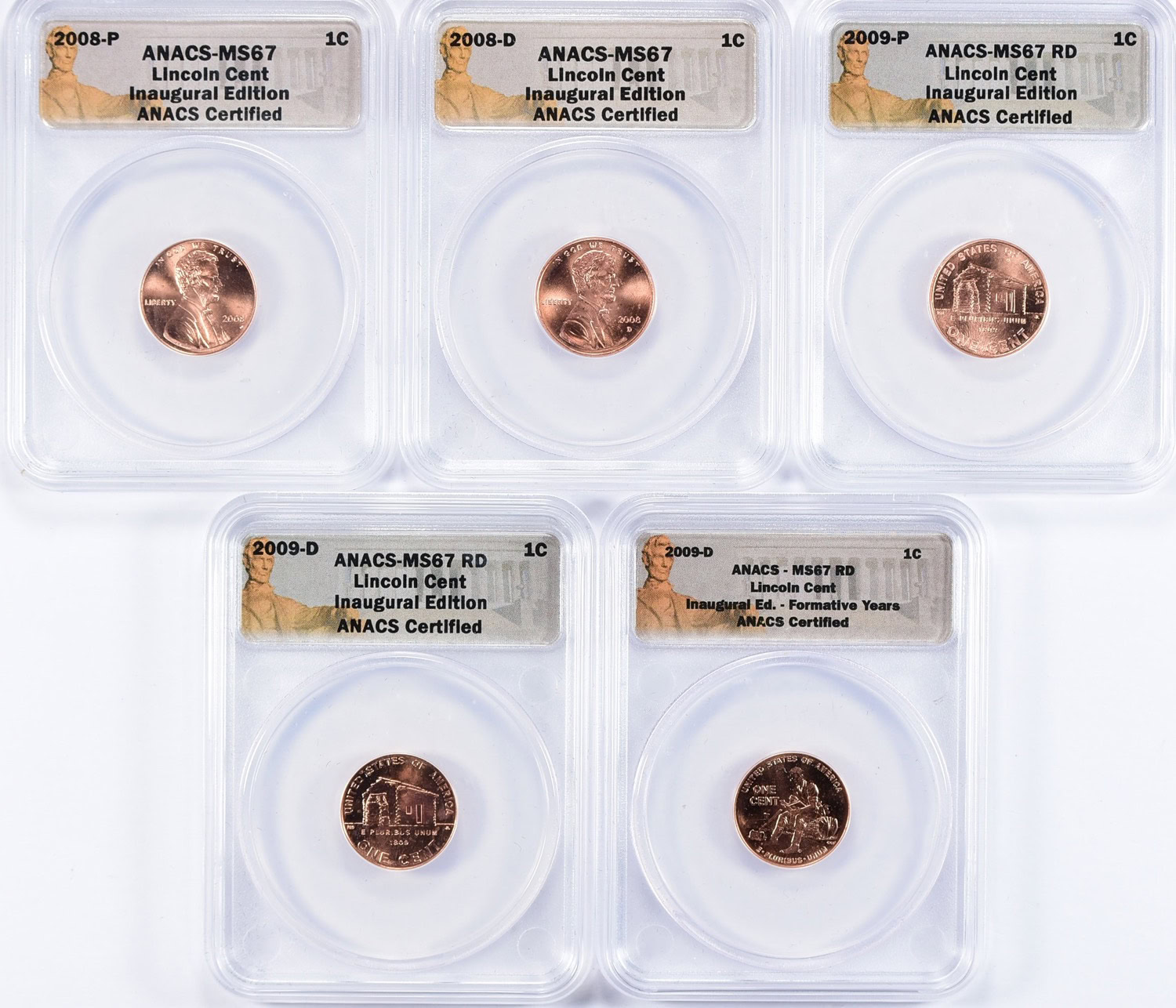 2008 - 2009-P/D Lincoln Cent Inaugural Edition and Bicentennial