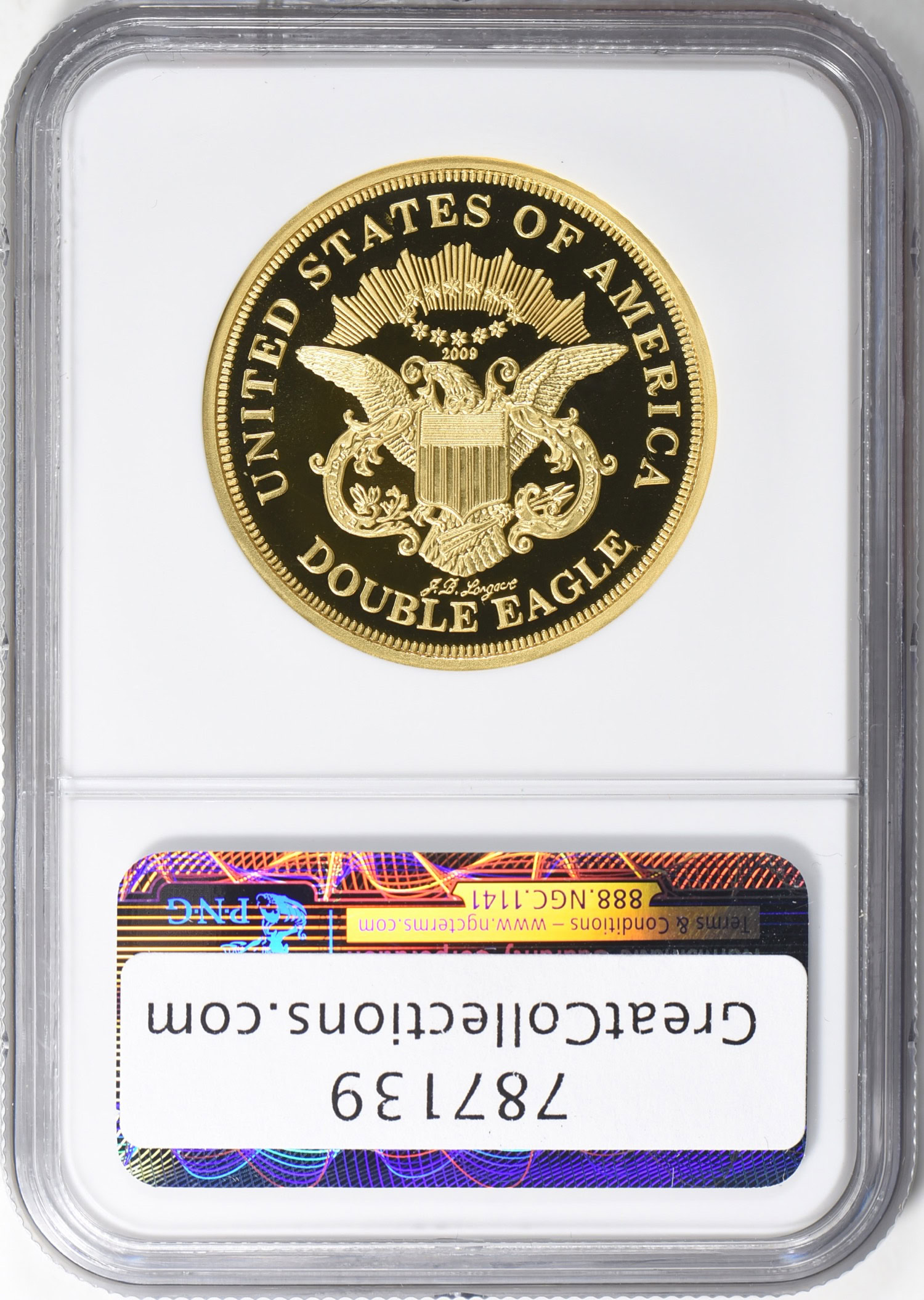 Pattern 1849 (Struck 2009) Gold Double Eagle Smithsonian
