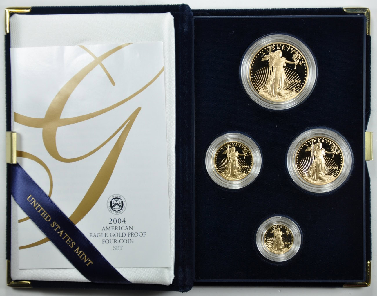 AMERICAN EAGLE AOSTIN ＡＥ 2004-W $5, $10, $25 and $50 American Eagle Gold Proof Set in