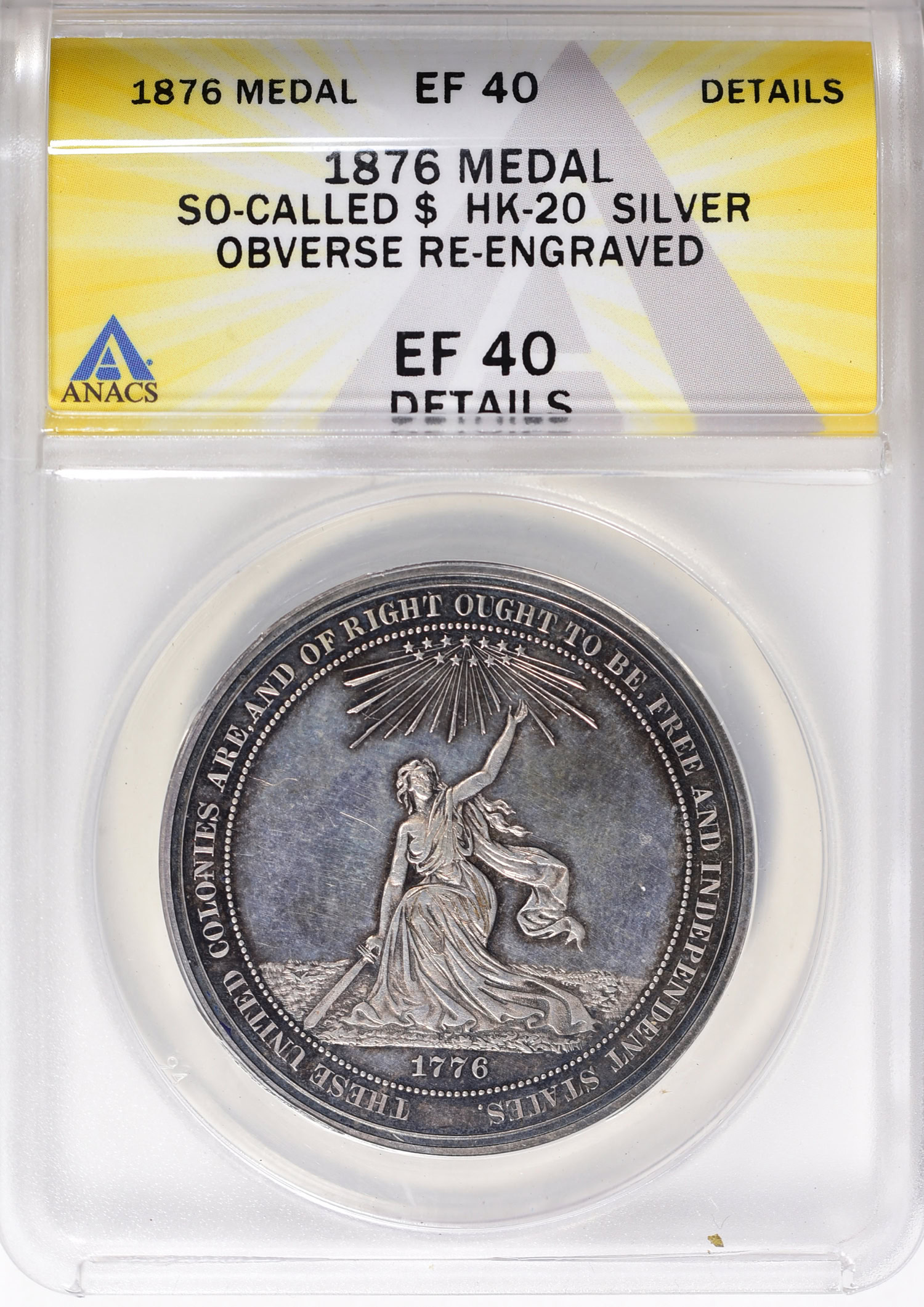 1876 U.S. Centennial Exposition Silver So-Called Dollar HK-20