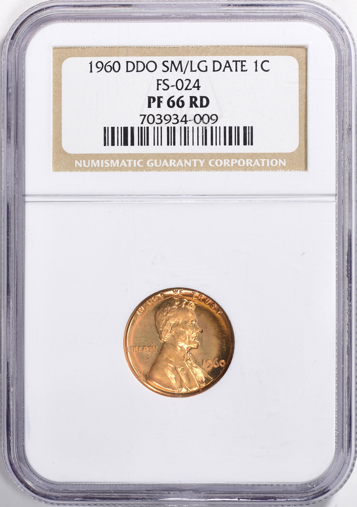 1960 Lincoln Cent Small/Large Date FS-024 NGC Proof-66 RD (Item