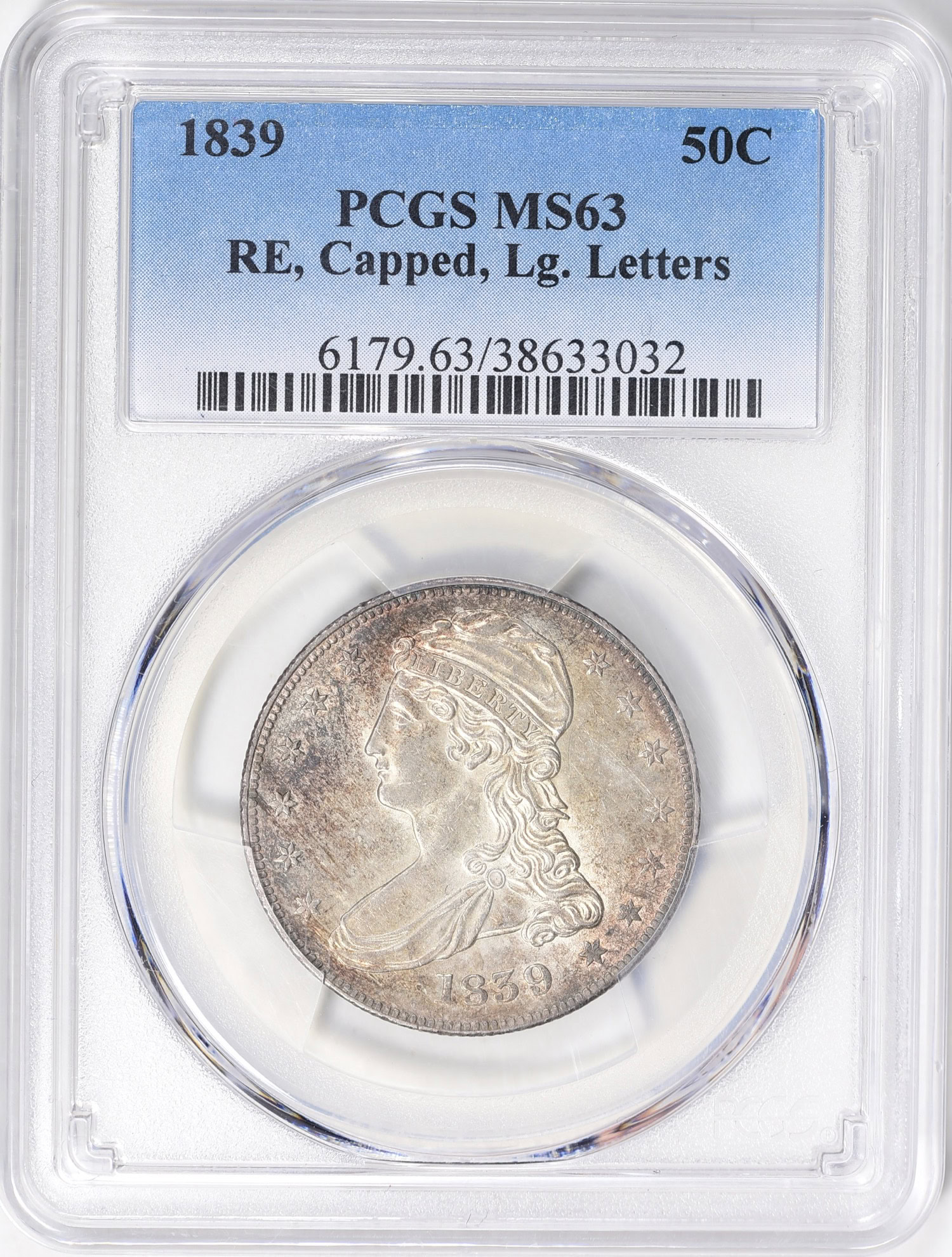 Horizontal Reeded Coin 1839 Capped Bust Half Dollar Reeded Edge PCGS MS-63 (Item 813358 ...