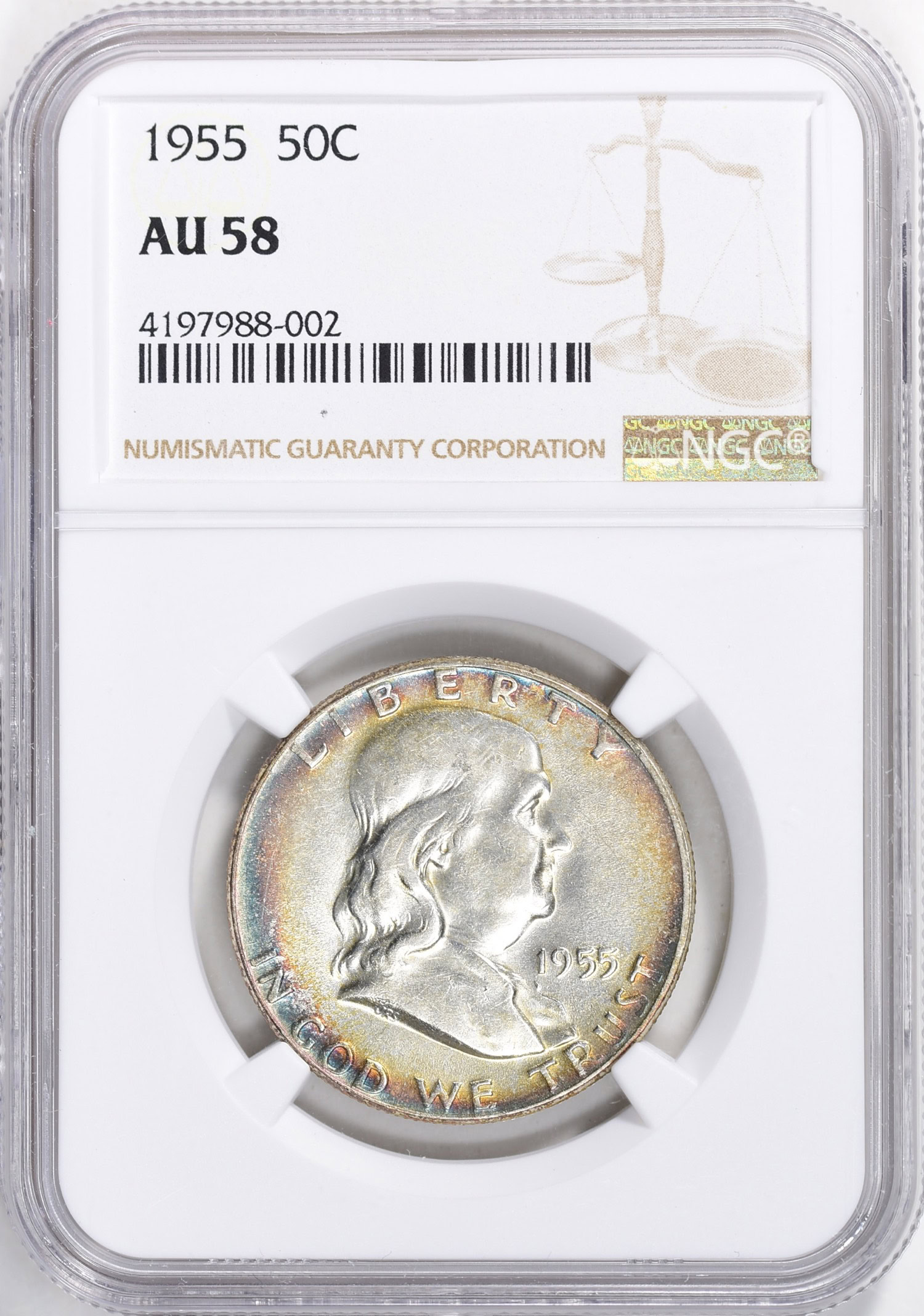 1955 Franklin Half Dollar NGC AU-58 (Toned) (Item 822380