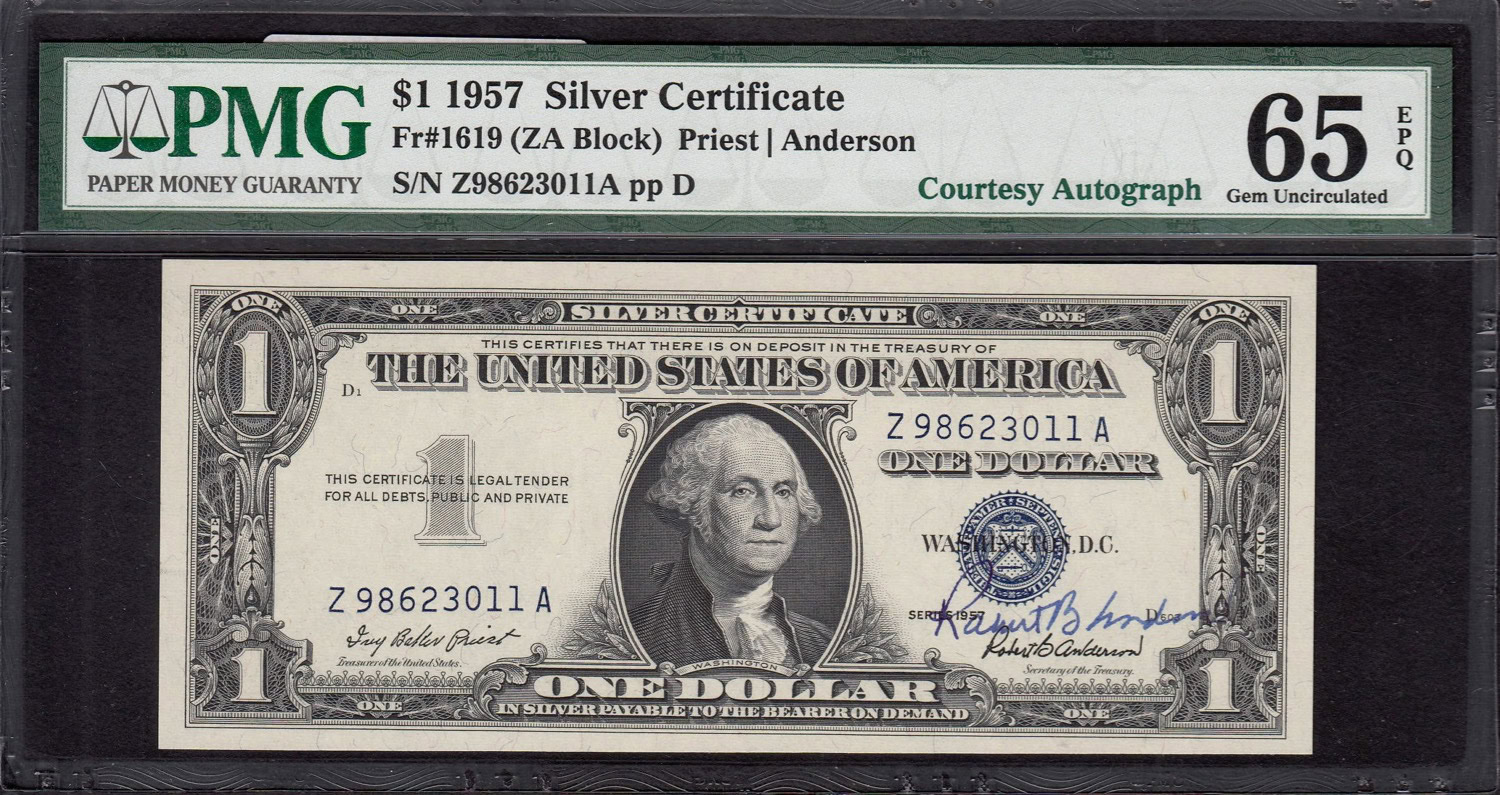 Fr. 1619 (ZA Block) 1957 $1 Silver Certificate Note Courtesy