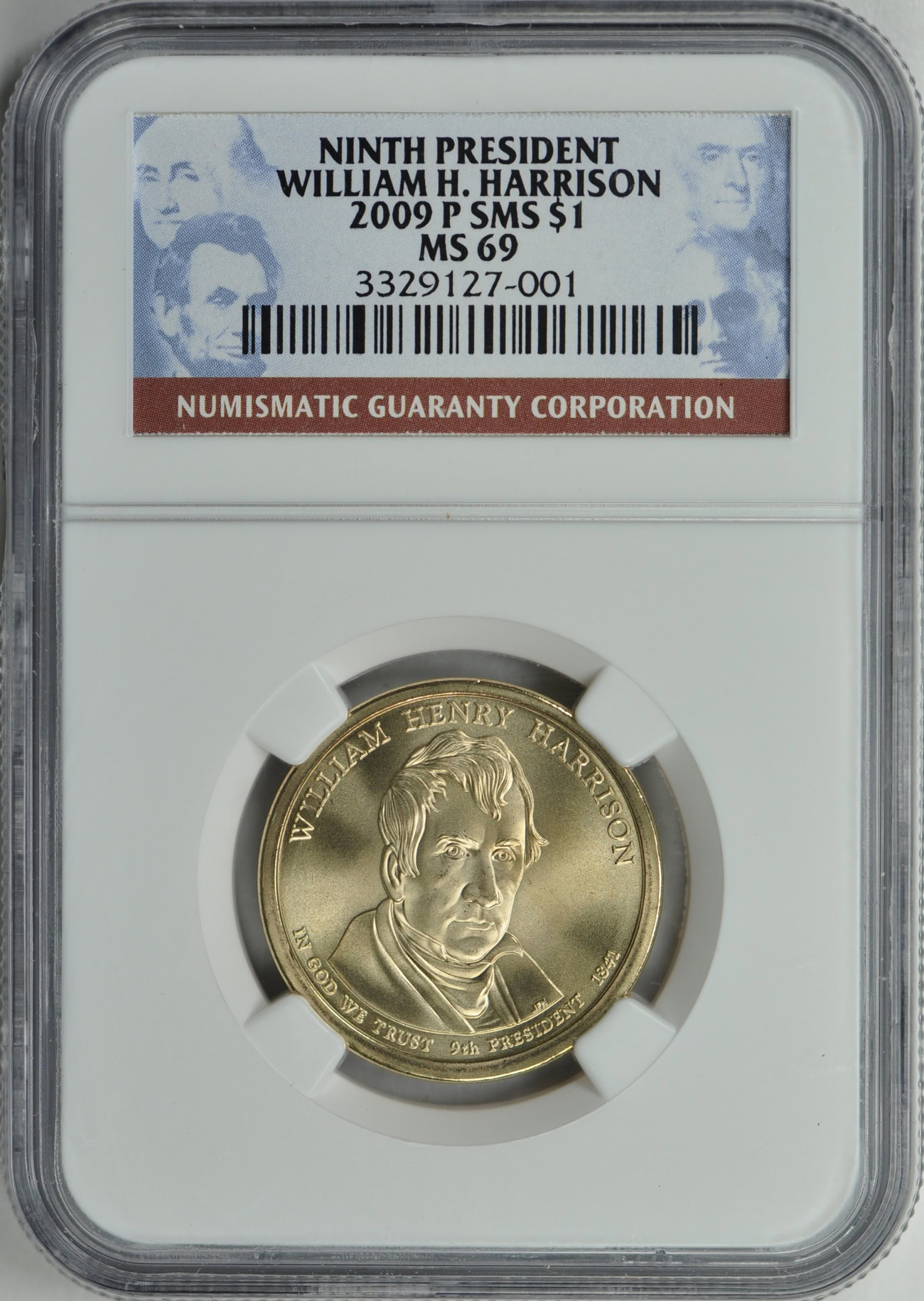 2009P Presidential Dollar William Henry Harrison Position B, SMS NGC