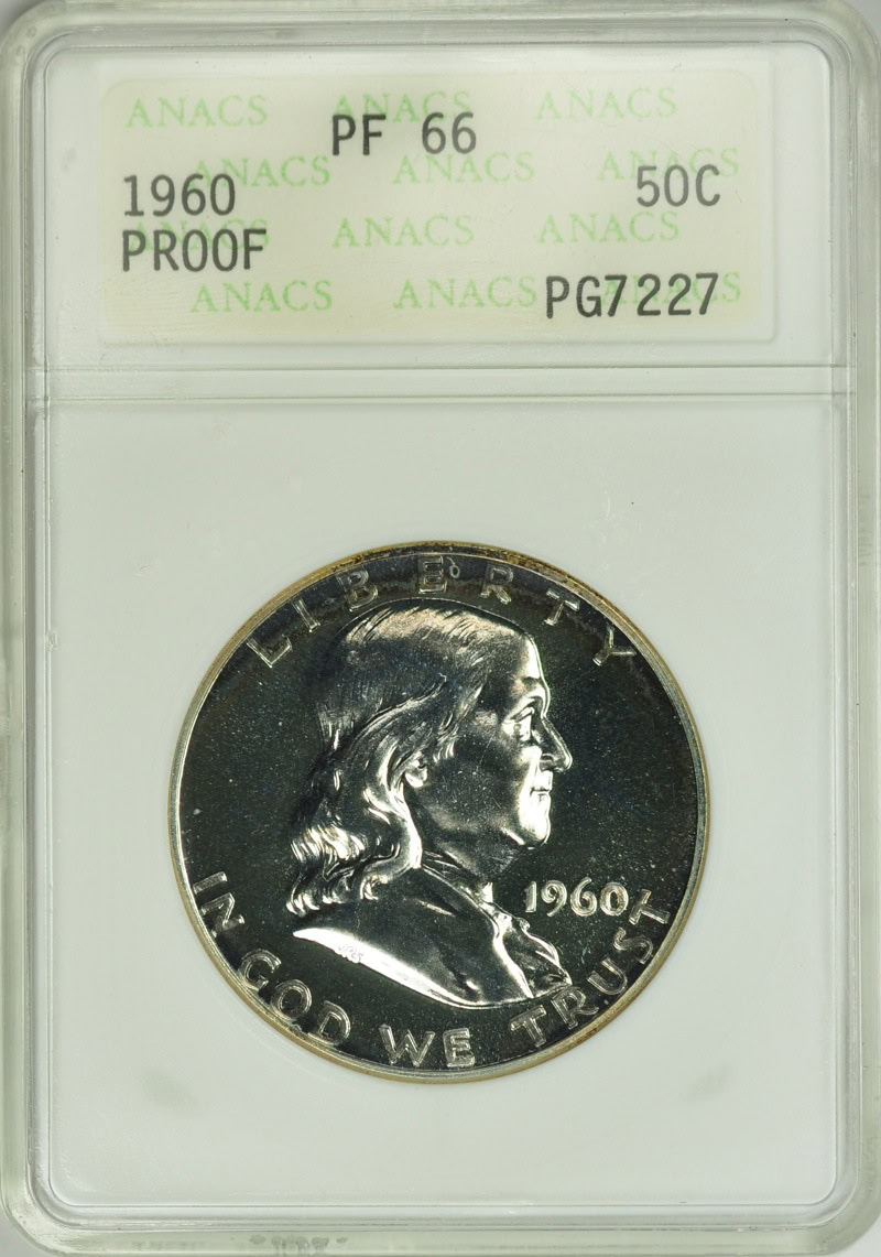 1960 Franklin Half Dollar ANACS Proof-66 OH (Item 8453) | GreatCollections  Coin Auctions