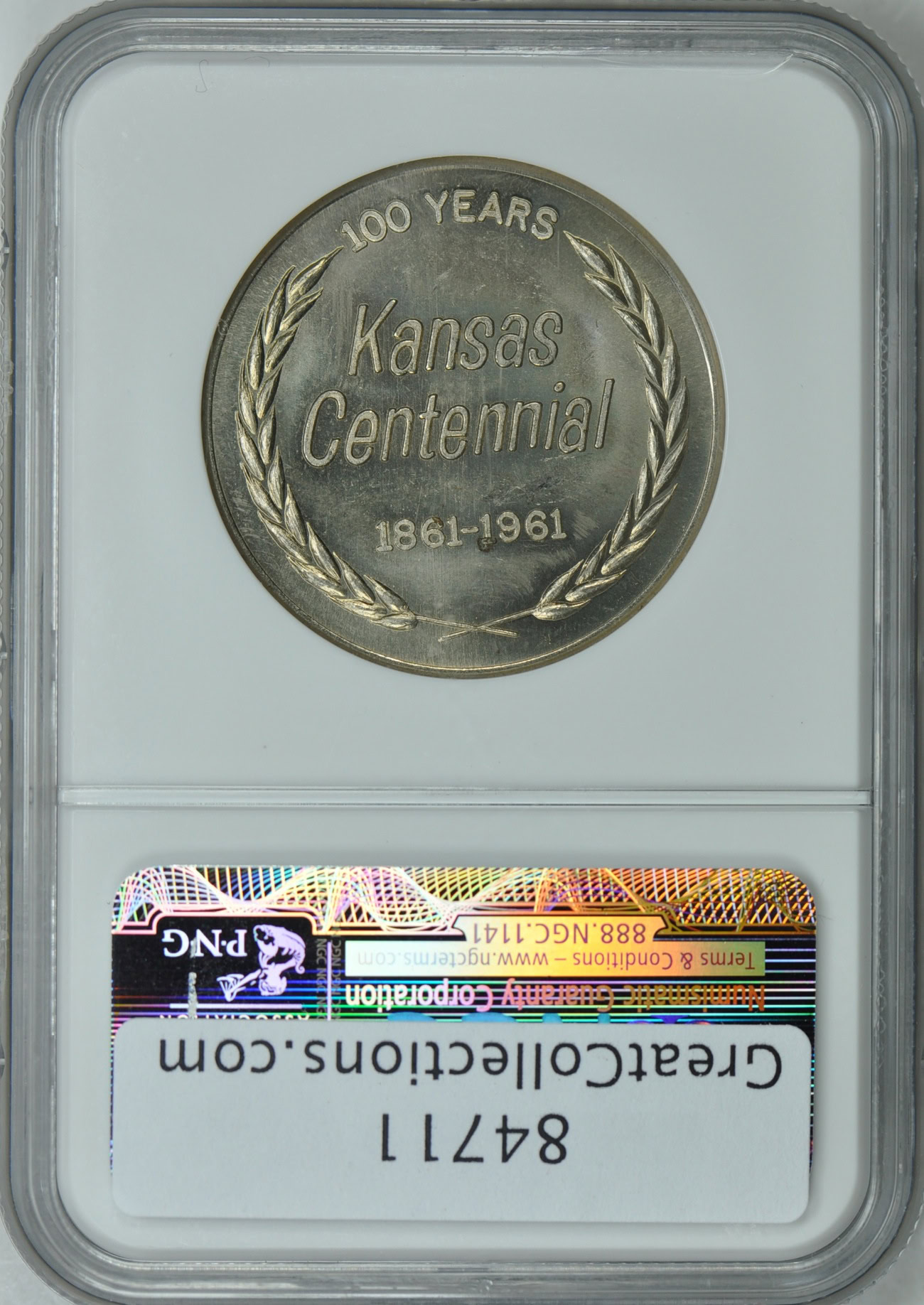 1961 KS Nickel 34mm Statehood Centennial Medal NGC MS-64 | NGC