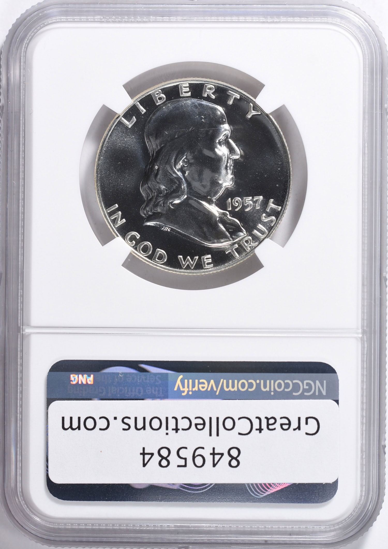Mint Error 1957 Franklin Half Dollar Reverse Struck Through NGC