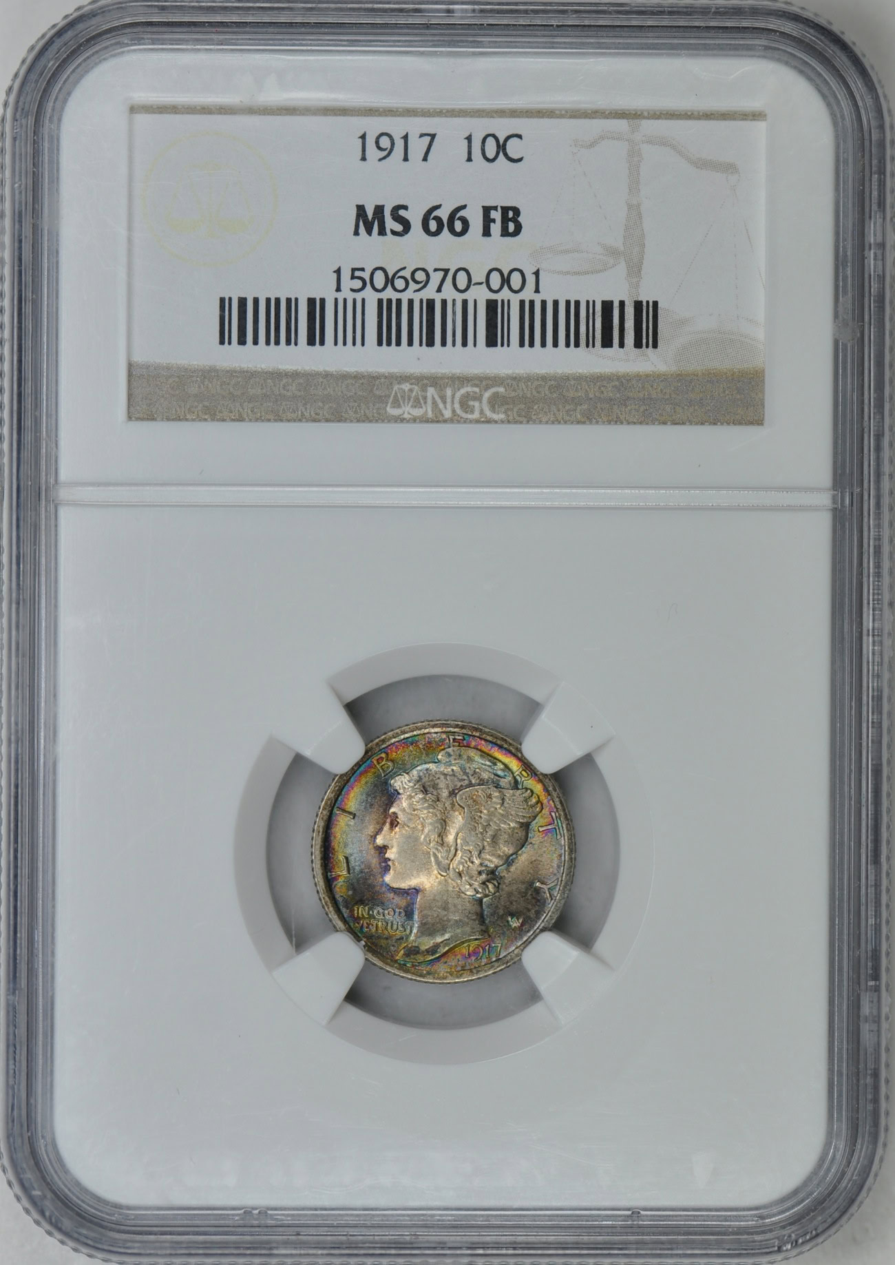 1917 Mercury Dime NGC MS-66 FB (Toned) (Item 85147