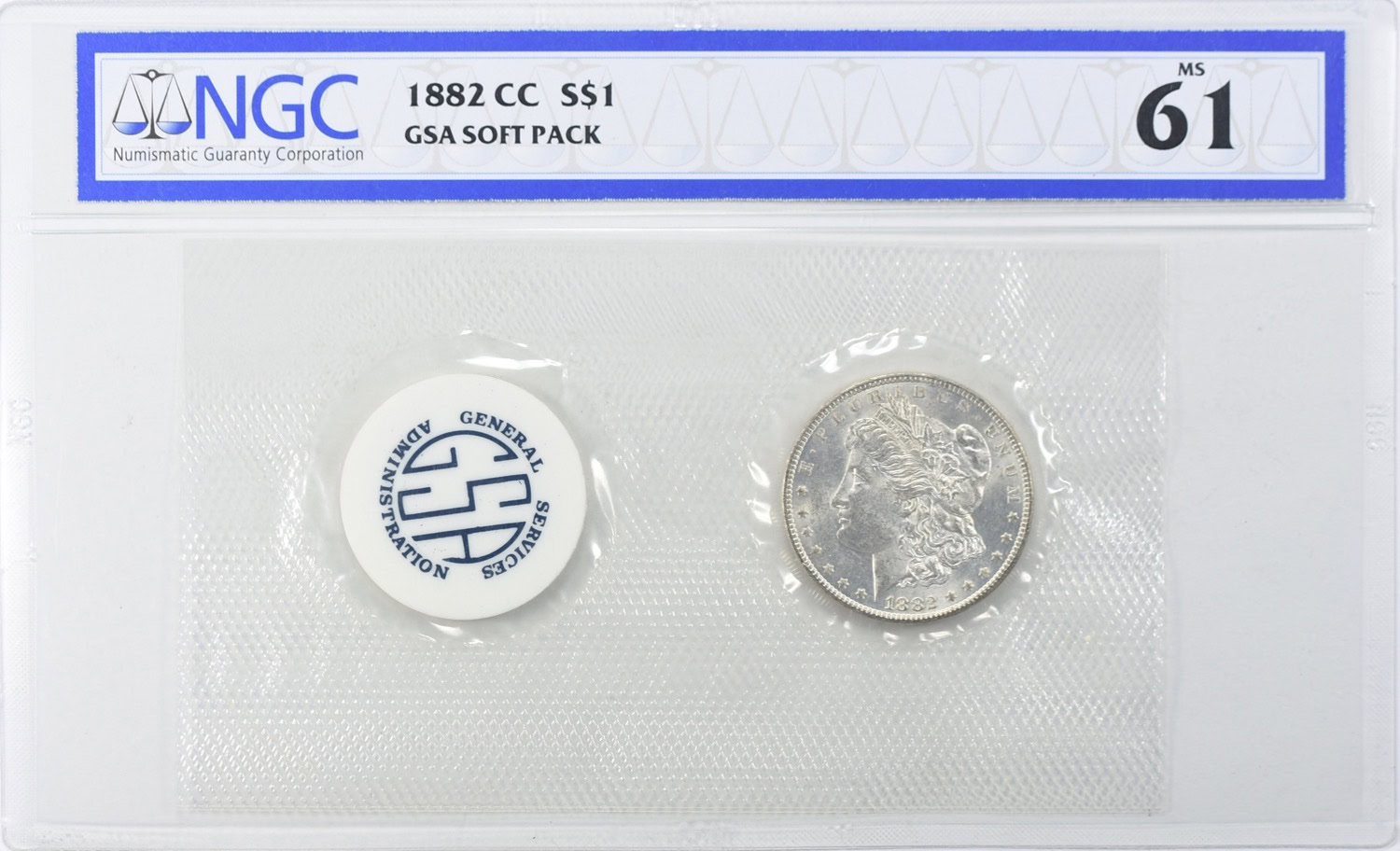 1882-CC Morgan Silver Dollar NGC MS-61 (GSA Soft Pack) (Item