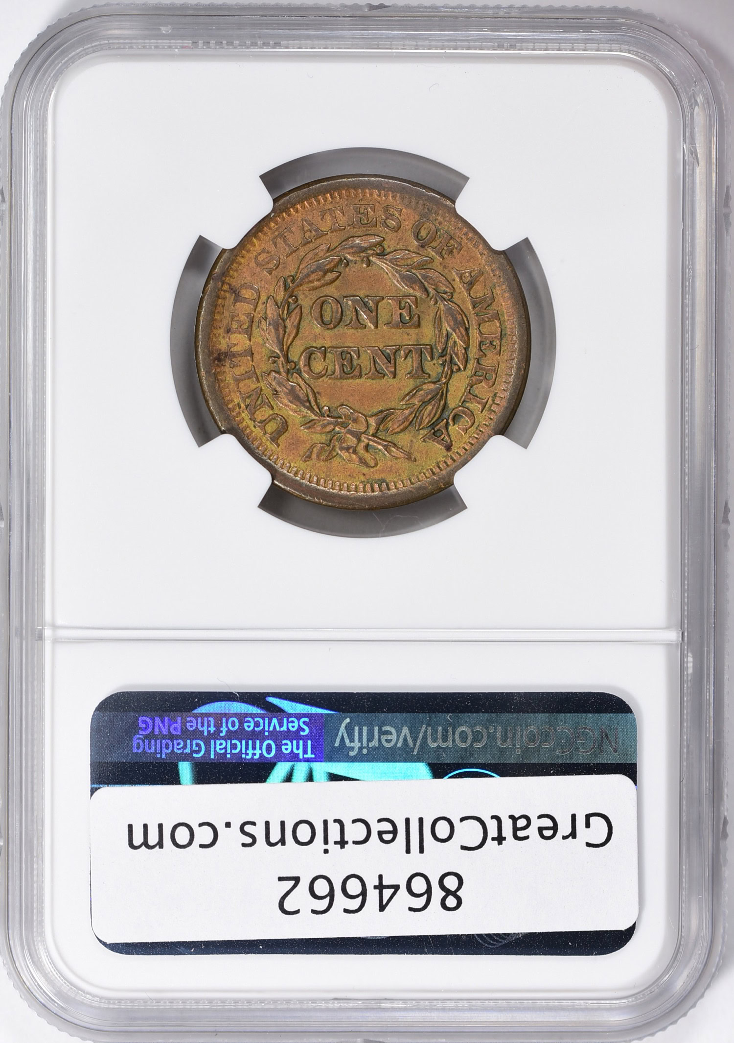 1853 Braided Hair Cent NGC AU-55 BN (Item 864662