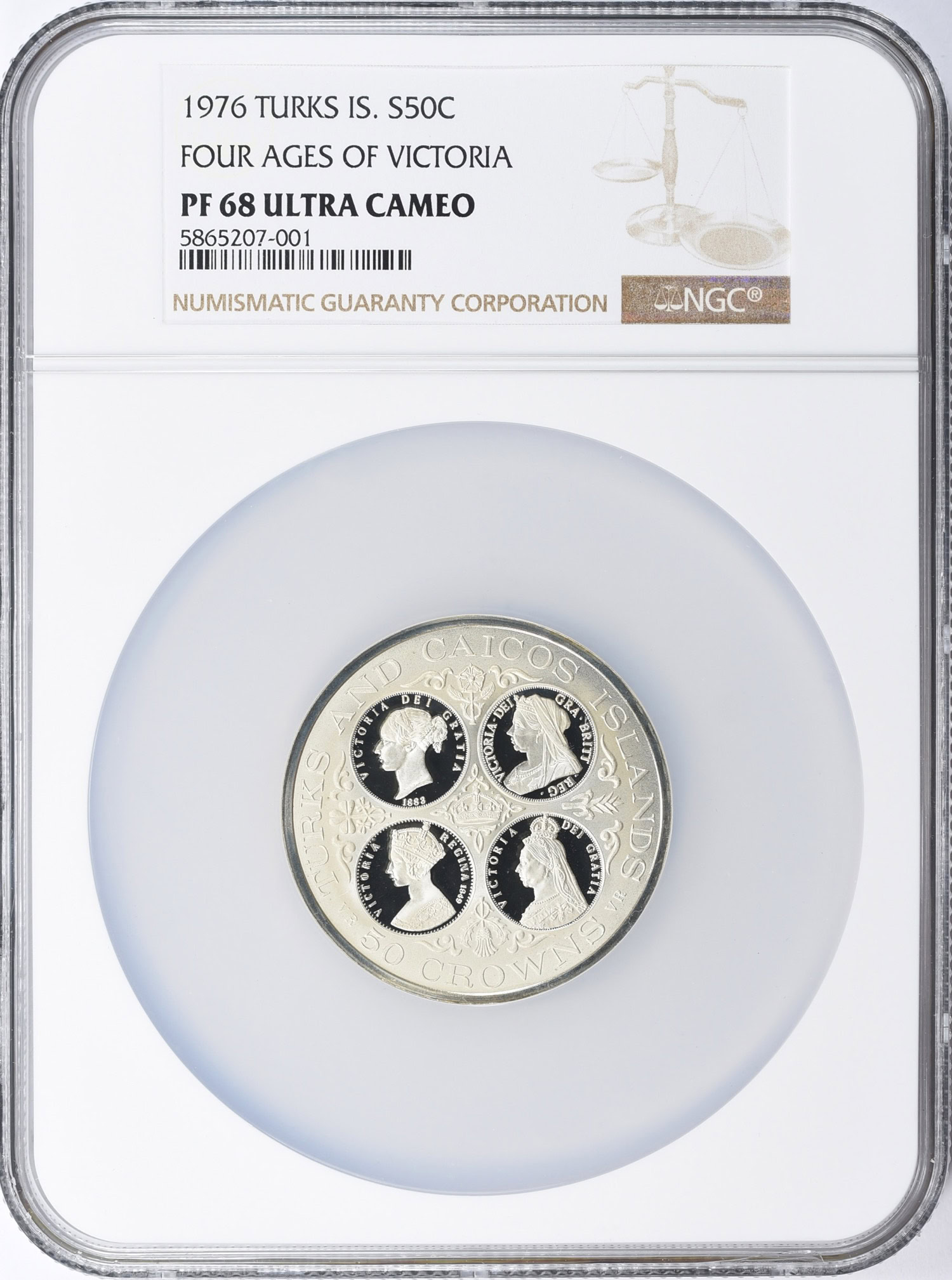 Turks & Caicos Islands 1976 Silver 50 Crowns Queen Victoria KM-16