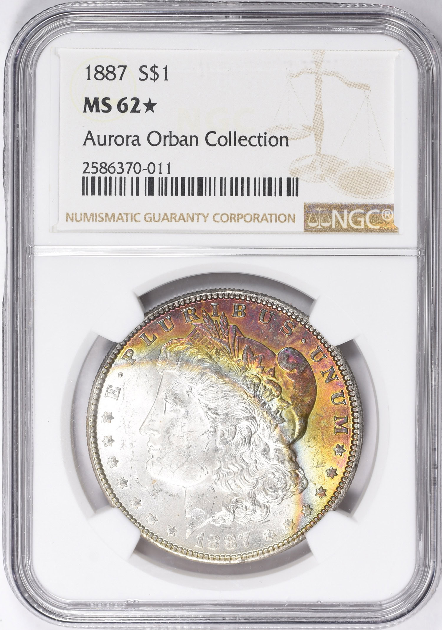 1887 Morgan Silver Dollar NGC MS-62 ☆ (Aurora Orban Collection