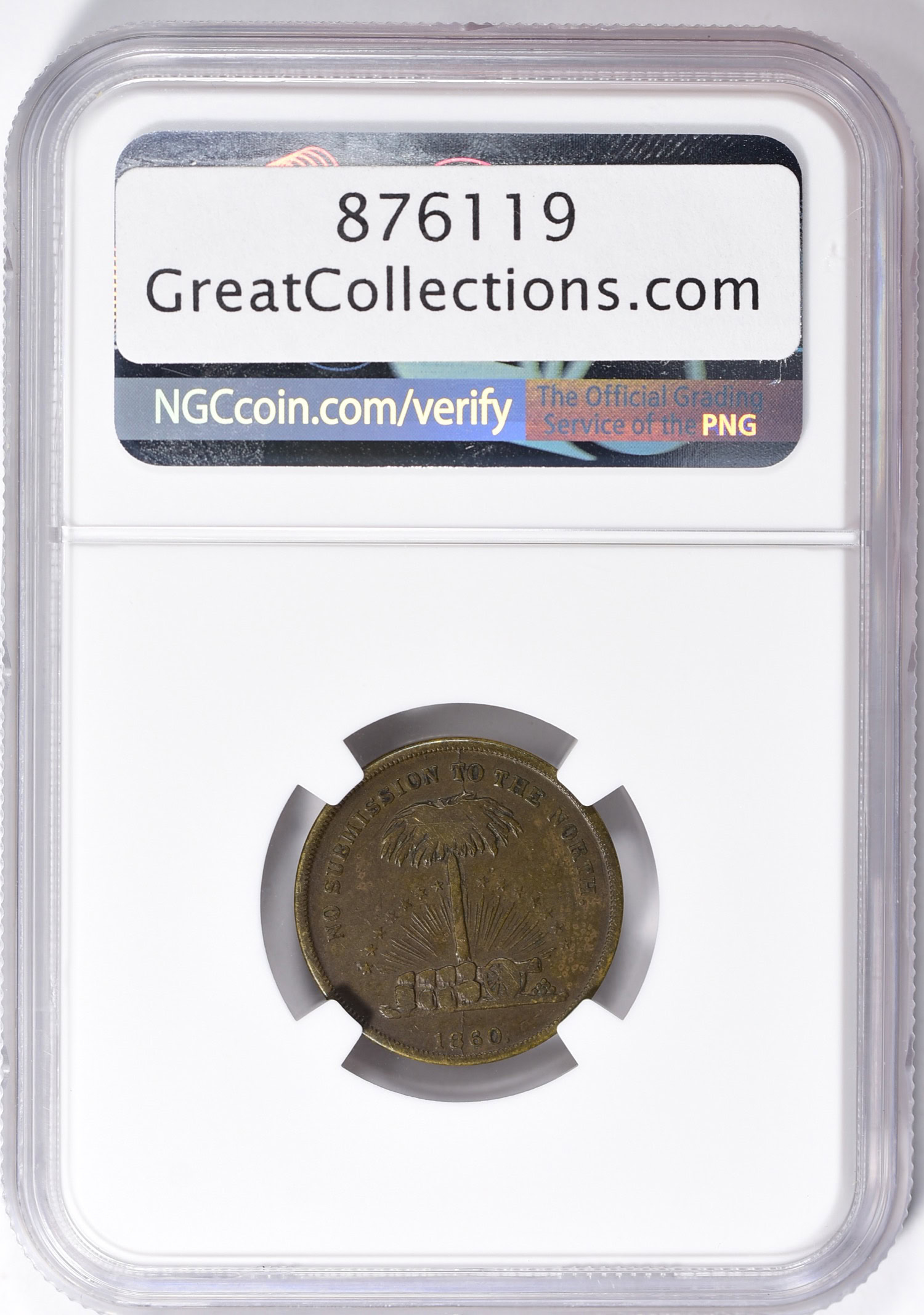 1860 Wealth of the South Civil War Token F-511/516b NGC VF-35 (Item 876119)  | GreatCollections Coin Auctions