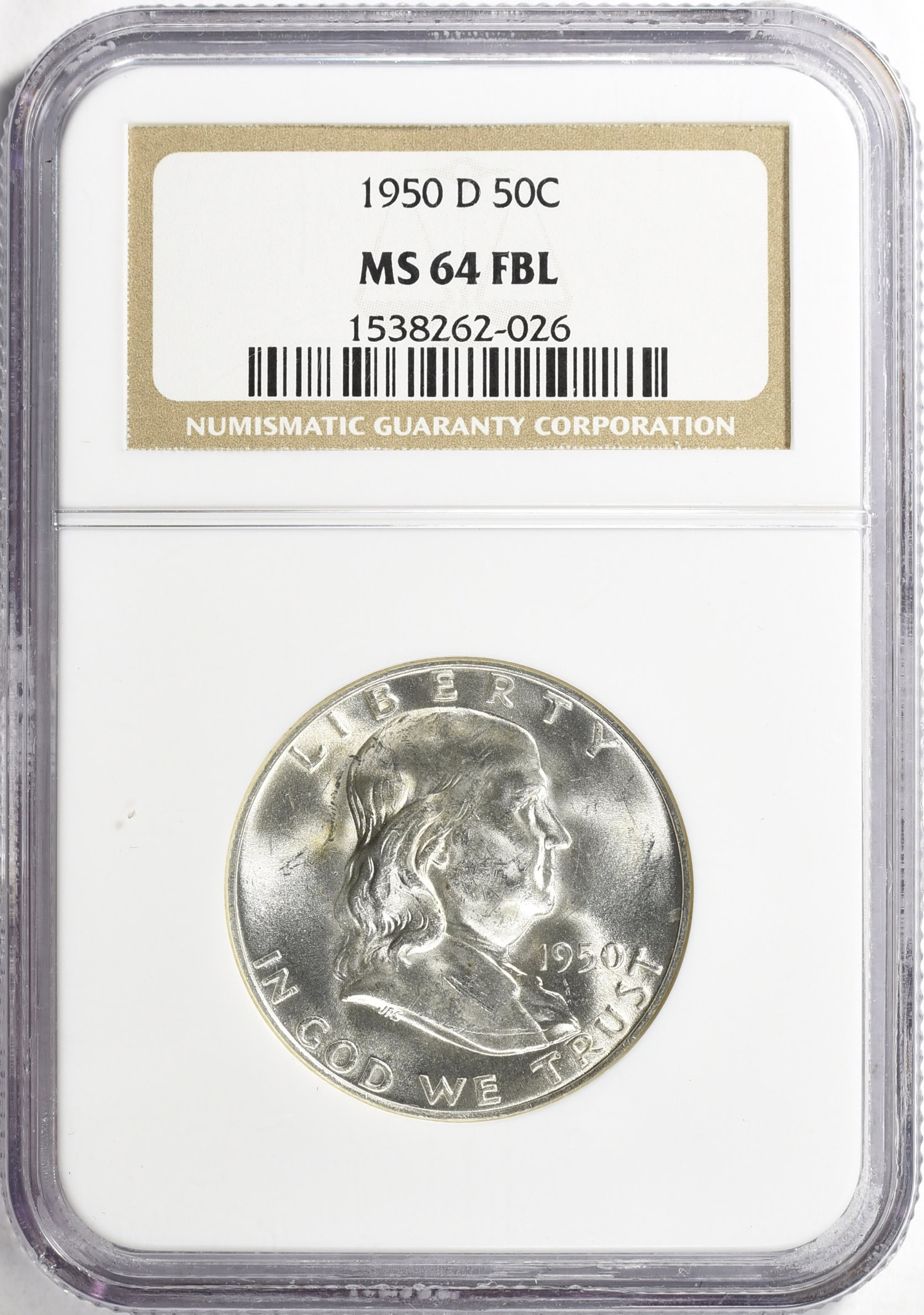 1950-D Franklin Half Dollar NGC MS-64 FBL (Item 891813