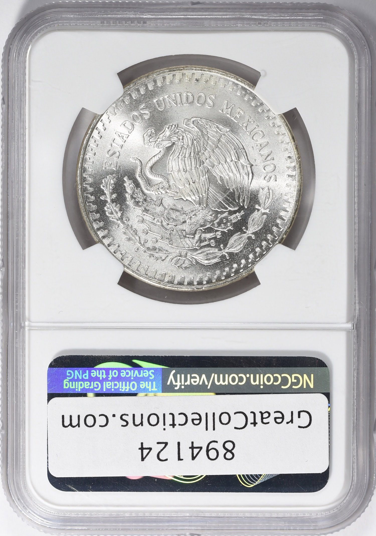 Mexico 1982-Mo Silver 1 Onza Libertad Doubled Die Reverse NGC MS