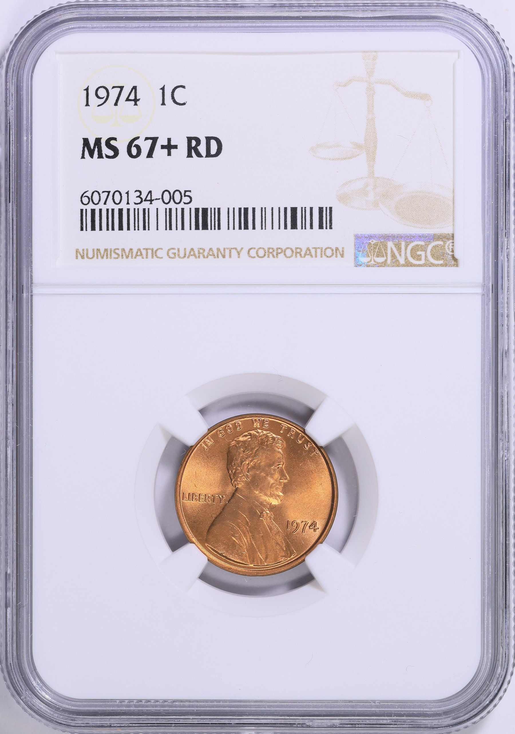 1974 Lincoln Cent NGC MS-67+ RD (Item 896462) | GreatCollections Coin ...