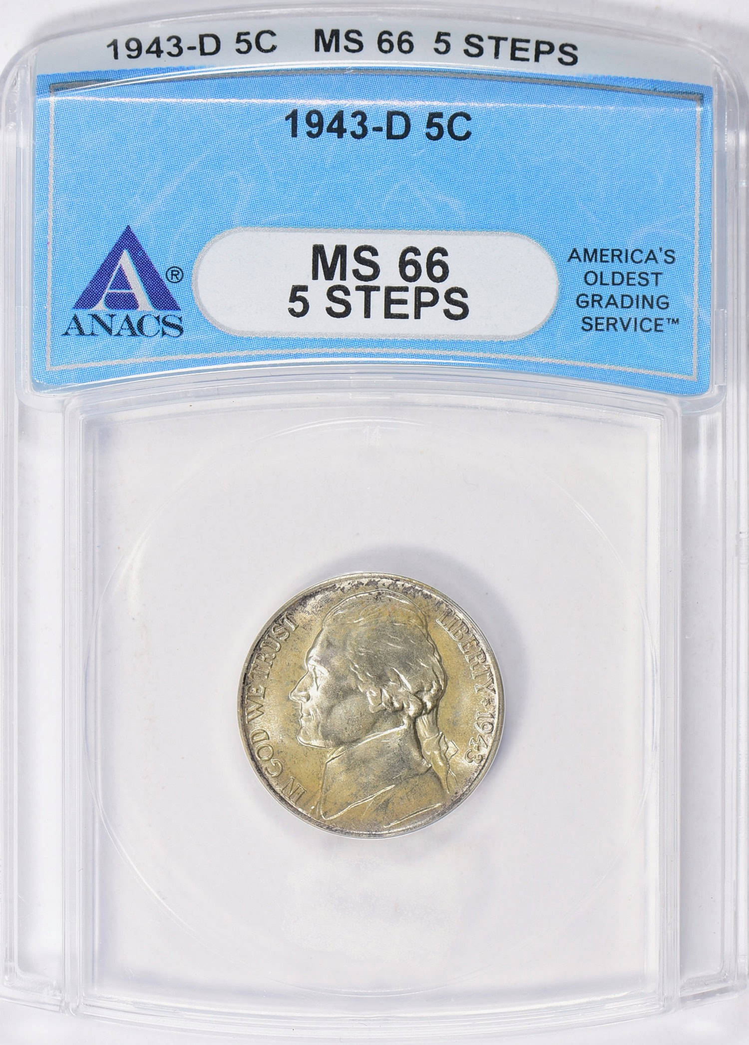 1943-D Jefferson Nickel ANACS MS-66 5 Steps (Item 897919 ...